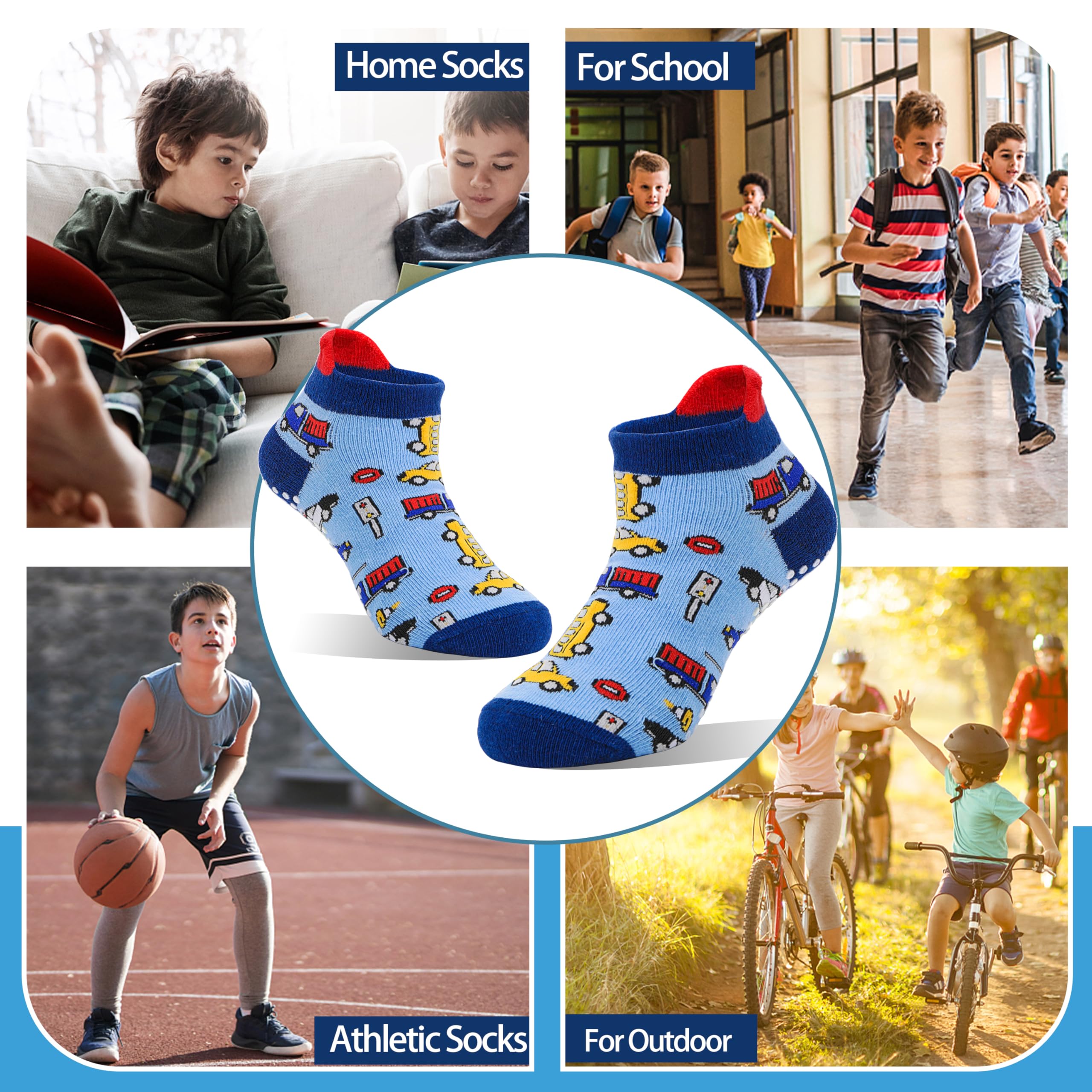 Non-Slip Baby Socks for Toddlers - Cotton Anti-Skid Ankle Socks with Grippers for Boys & Girls - Perfect for Playtime, Daycare and First Steps