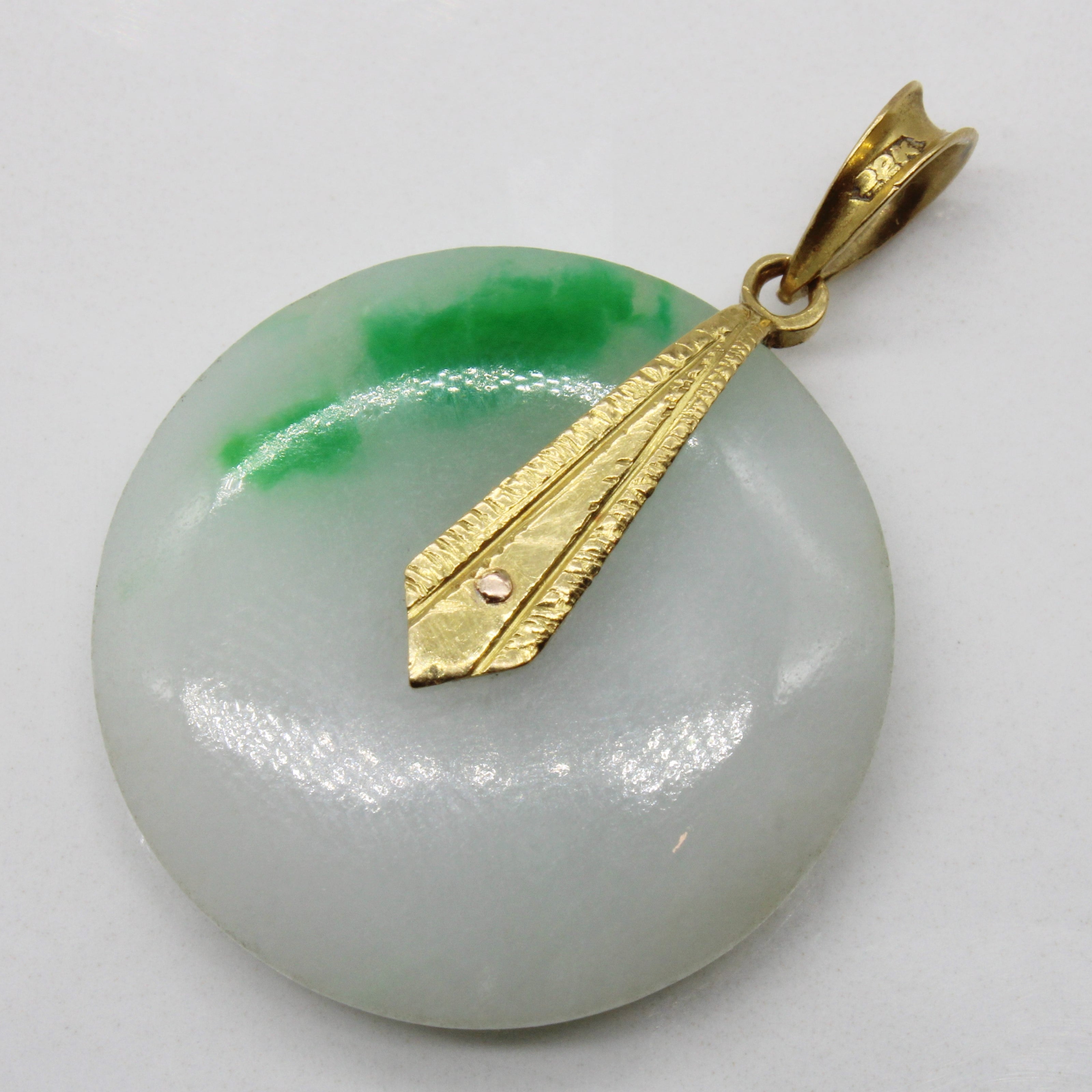22K Gold Jadeite Donut Pendant - 29.00ct Natural Green Jade Gemstone Necklace for Women | Elegant Jewelry Gift for Birthday, Anniversary & Special Occasions