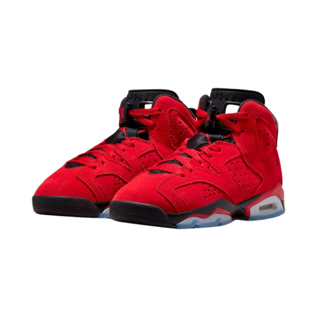 Air Jordan 6 Retro GS Toro Bravo Basketball Shoes - Varsity Red & Black Sneakers for Kids | Perfect for School, Sports & Casual Wear
