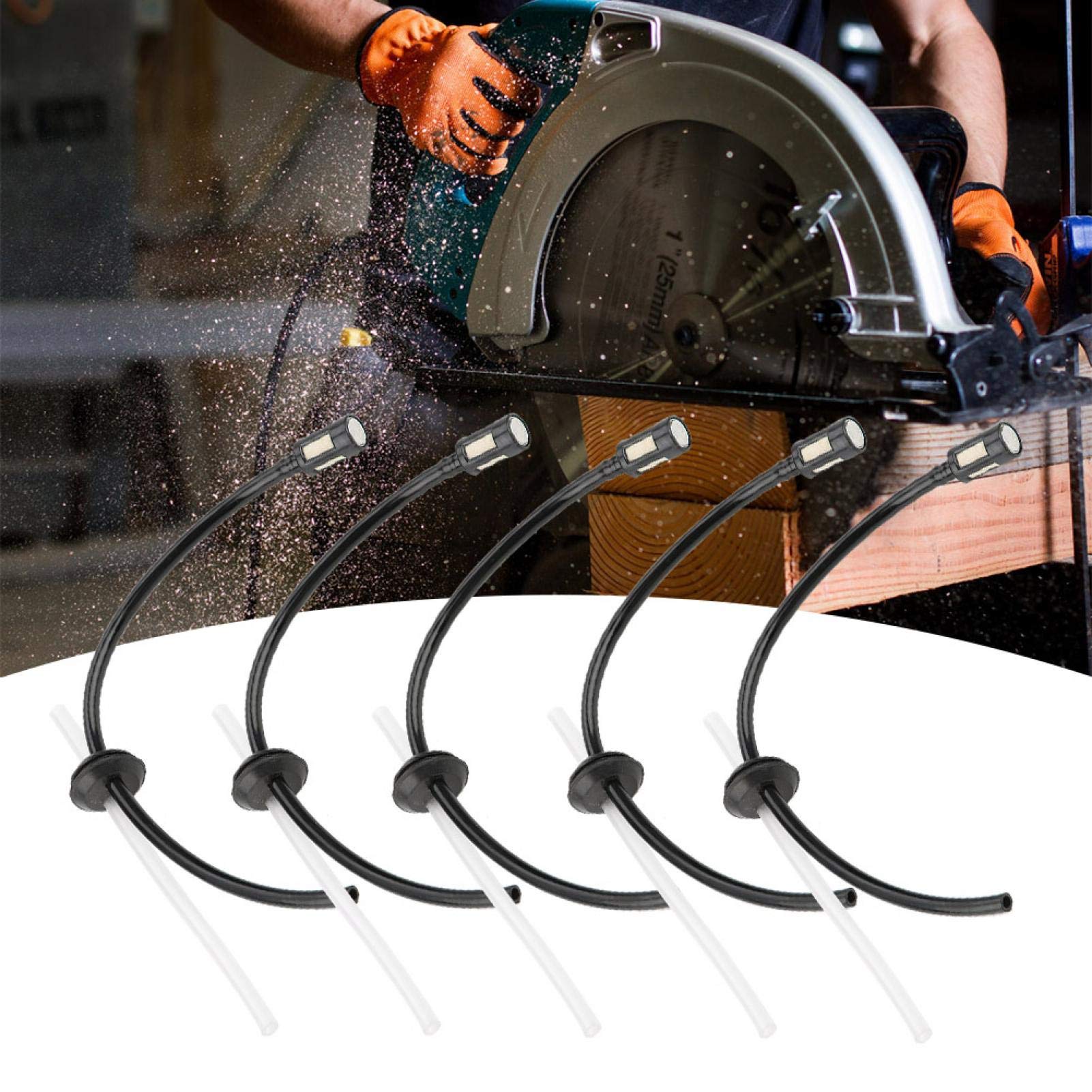 5-Pack Trimmer Fuel Hose Set - Durable Plastic Chainsaw Fuel Line for Garden Tools, Outdoor Power Equipment & Lawn Care Accessories - Perfect for Weed Eaters, Chainsaws & Landscaping Tools