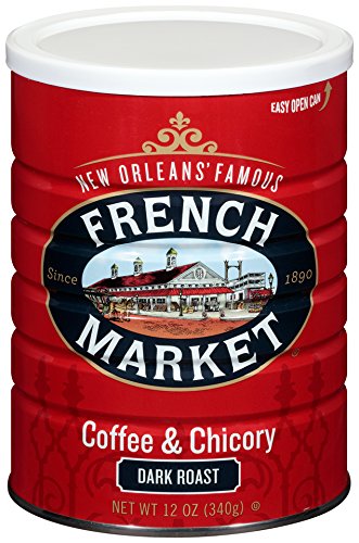 Premium French Market Coffee & Chicory Dark Roast Ground Coffee - 12oz Can (Pack of 1) | Rich New Orleans-Style Blend for Morning Brew, Afternoon Pick-Me-Up & Cozy Evenings