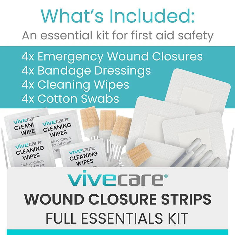 Vive Wound Closure Kit - Sterile Medical Suture Kit for First Aid, Emergency & Surgical Use - Perfect for Hospitals, Clinics & Home First Aid Kits