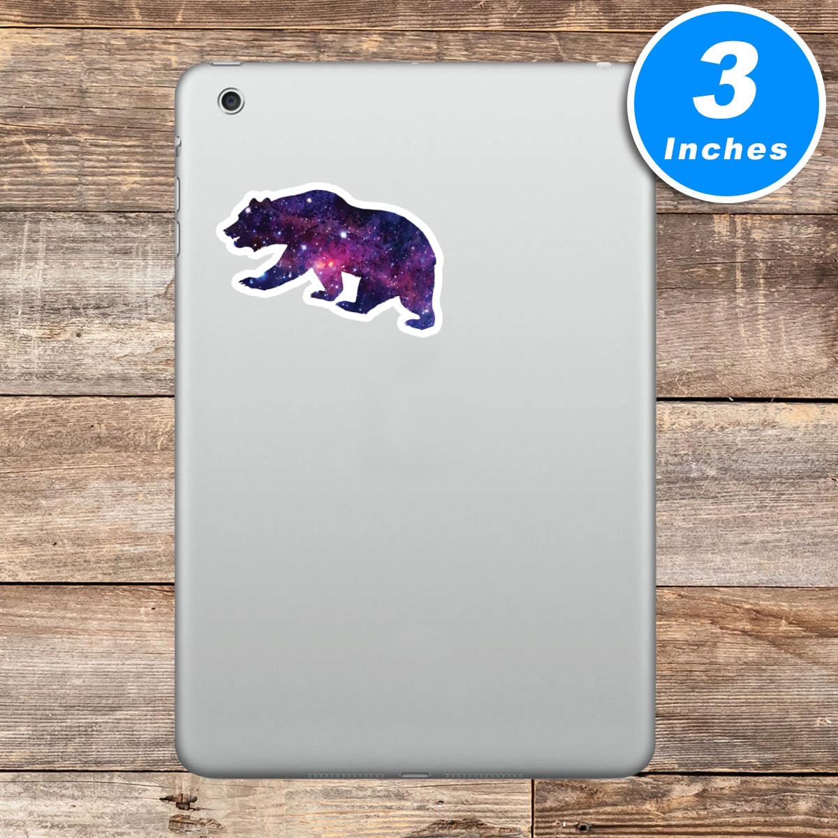 Bear Sticker Galaxy Stickers - 3 Pack (2.5, 3 & 4 Inch) Waterproof Vinyl Decals for Laptop, Phone, Water Bottle, Car - Perfect for School, Office & Travel Accessories