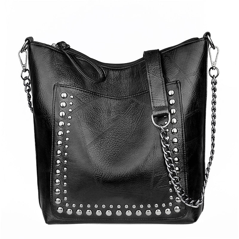 Vintage Women's Rivet Chain Shoulder Bag - Stylish Retro Crossbody Purse for Casual Outings & Evening Events