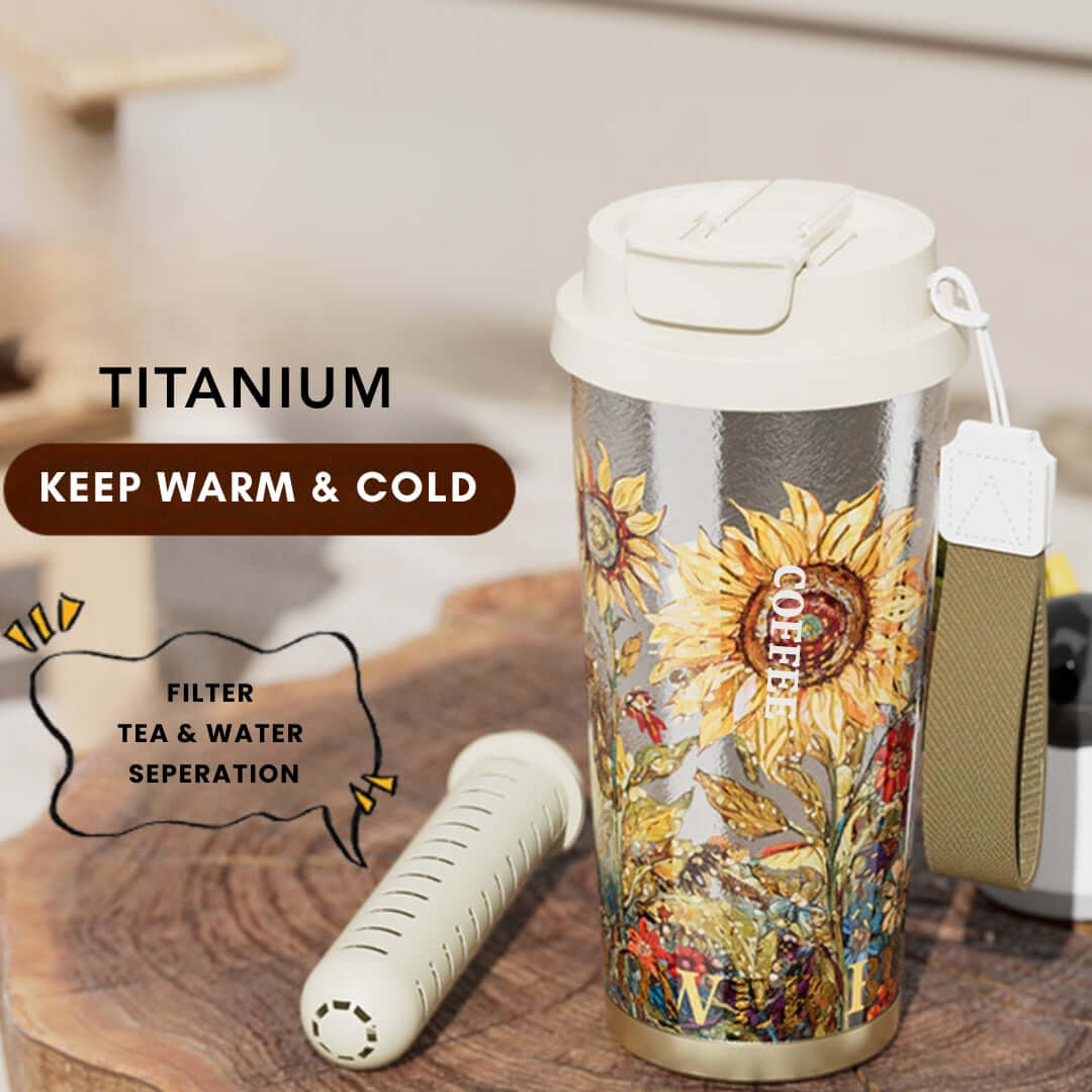 Premium Titanium Coffee Mug with Leak-Proof Lid - Lightweight & Durable Travel Thermos for Hot & Cold Drinks - Perfect for Camping, Hiking, Office & Daily Commute | BC6817