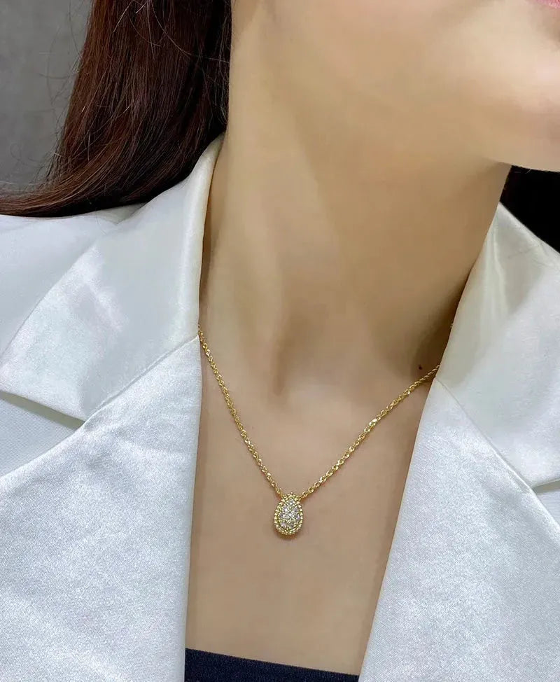18K Solid Yellow Gold Necklace with Real Diamond Pendant - Luxury Fashion Jewelry for Women & Girls - Perfect for Parties, Weddings & Special Occasions