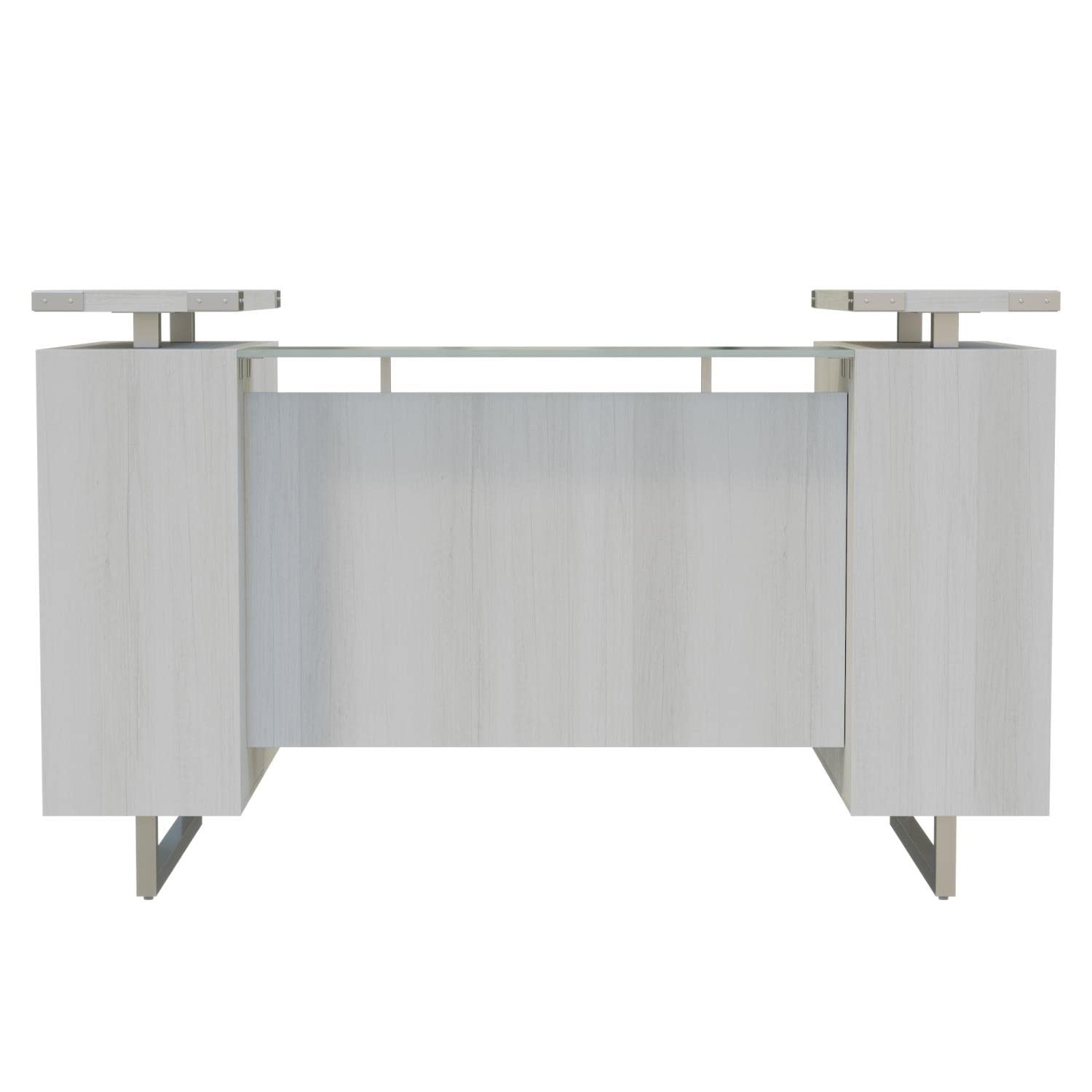 Stylish Safco Mirella Modern Reception Desk with Tempered Glass Countertop - Perfect for Office Lobby, Hotel Front Desk & Corporate Waiting Areas