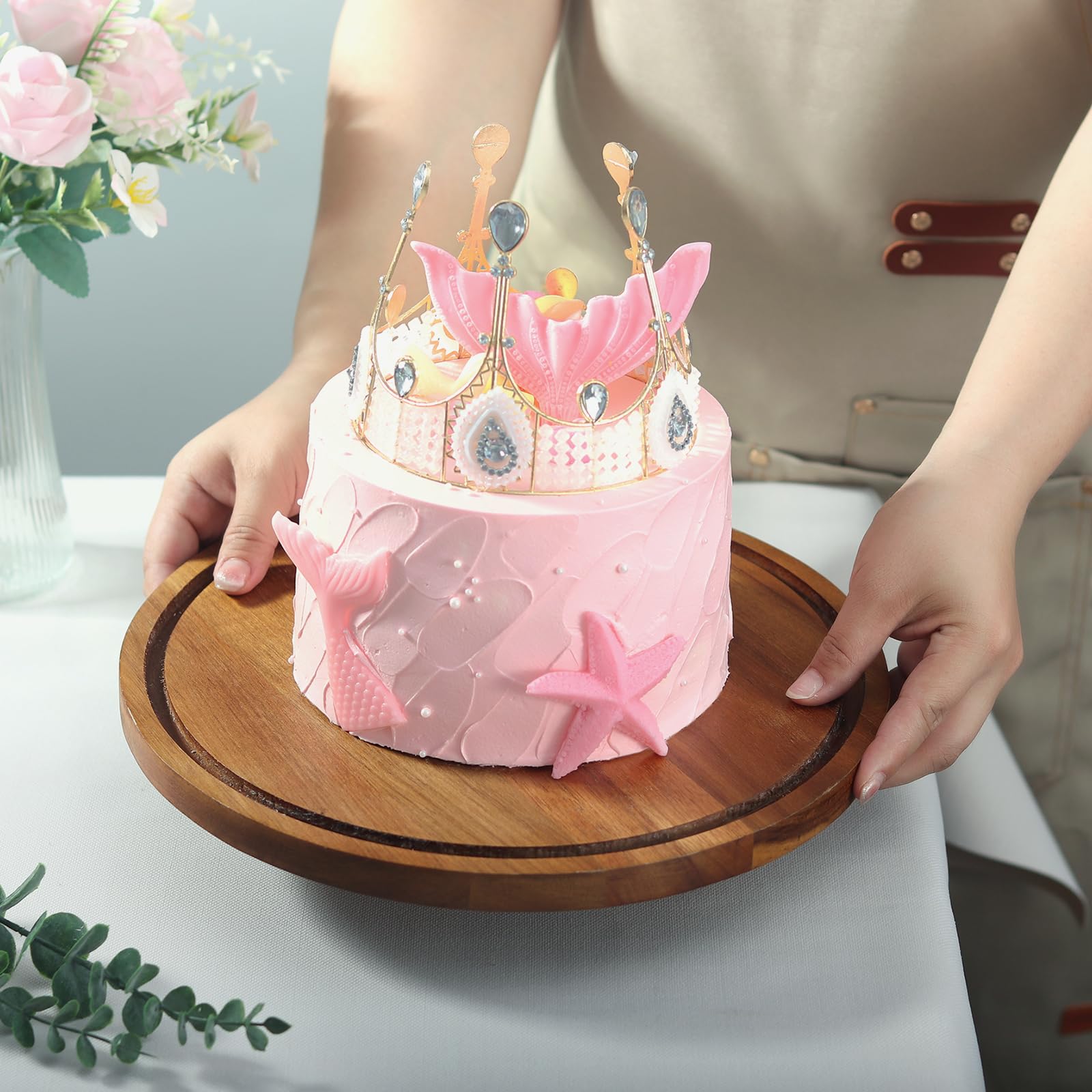 Wooden Cake Stand with Acrylic Dome Lid - 11.8