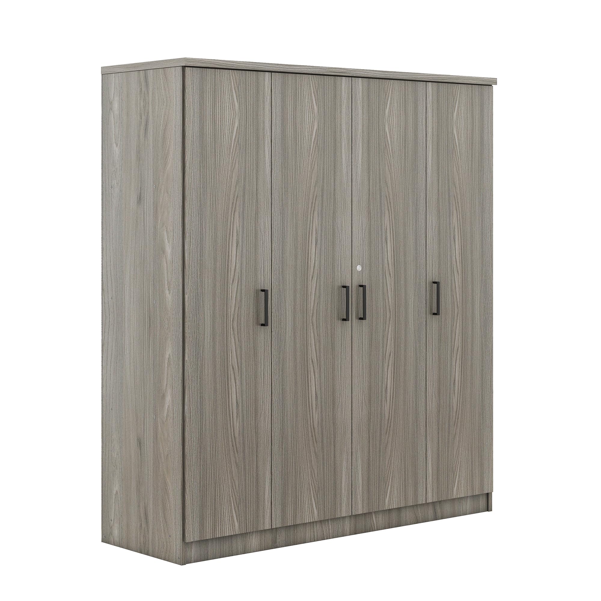 Quarte 4-Door Wardrobe with Drawers, Shelves & Hanging Rail - Freestanding Armoire Closet for Bedroom, Clothes Storage Cabinet Organizer - Perfect for Home, Apartment, Dorm Room Organization