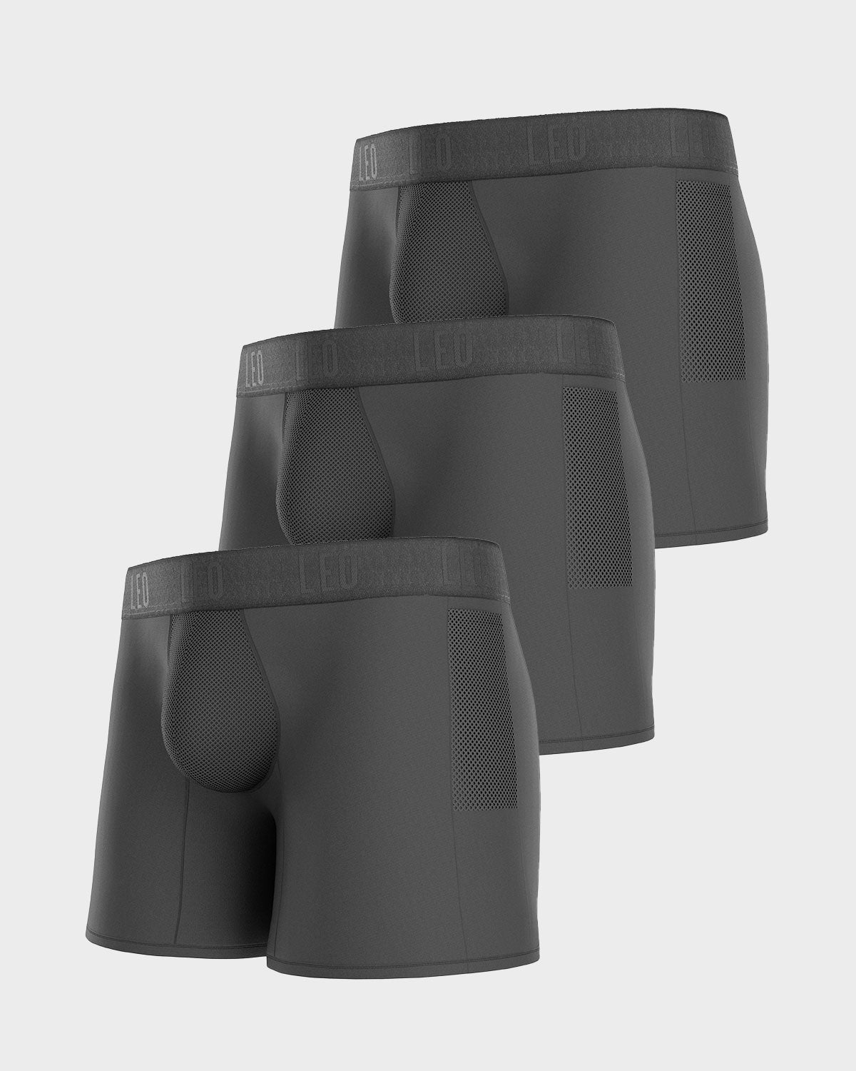 3 Pack Moisture-Wicking Athletic Boxer Briefs with Side Pocket - Breathable Underwear for Men, Gym & Running Comfort