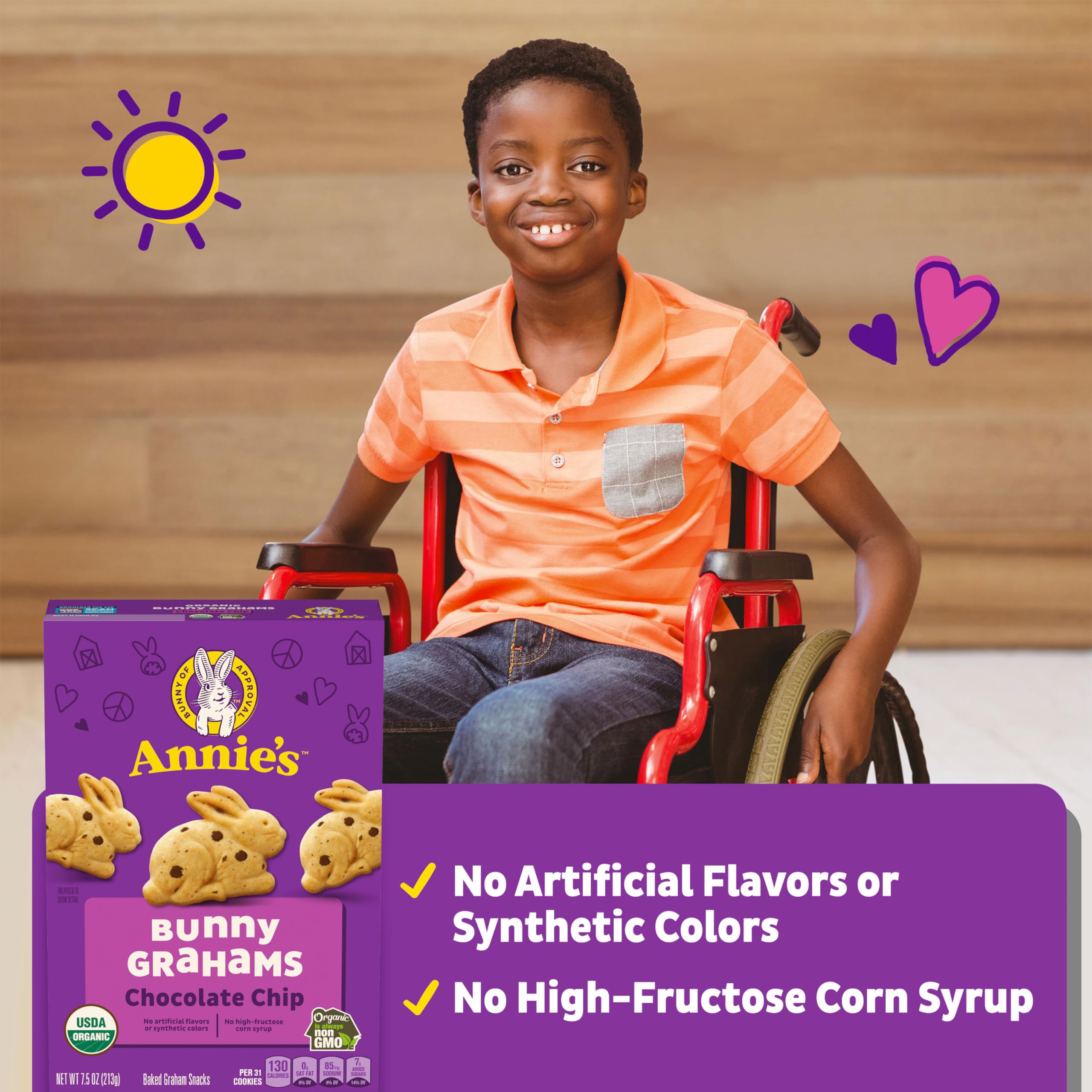 Annie's Organic Bunny Grahams Chocolate Chip Snacks - 7.5 oz (Pack of 12) | Healthy Kids Snacks, School Lunch Box Treats & After-School Snack for Toddlers