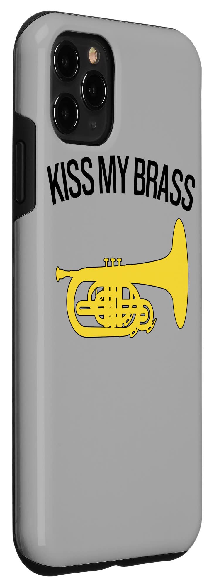 iPhone 11 Pro Max Case - Funny Marching Mellophone Design with 'Kiss My Brass' Quote | Perfect for Band Members & Music Lovers