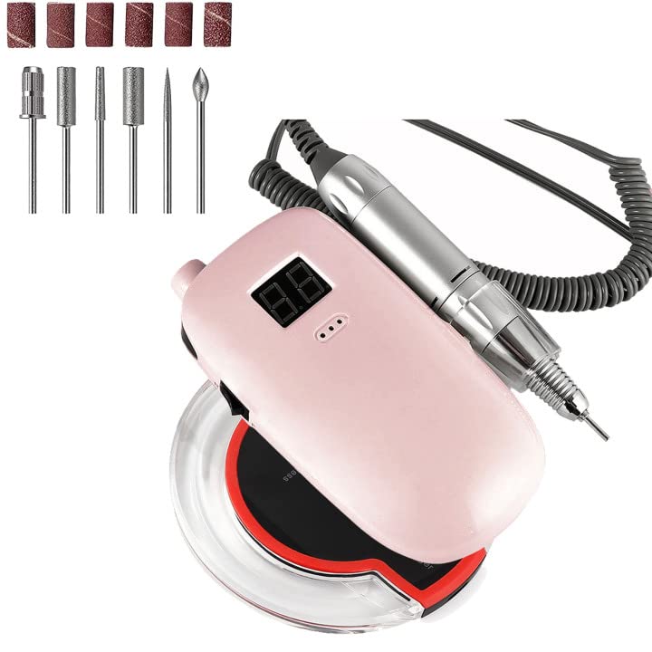 35000RPM Professional Nail Drill Machine with QI Wireless Charger | Portable Rechargeable Electric Nail File for Acrylic Nails, Manicure & Pedicure | Perfect for Salon Professionals & Home Nail Care