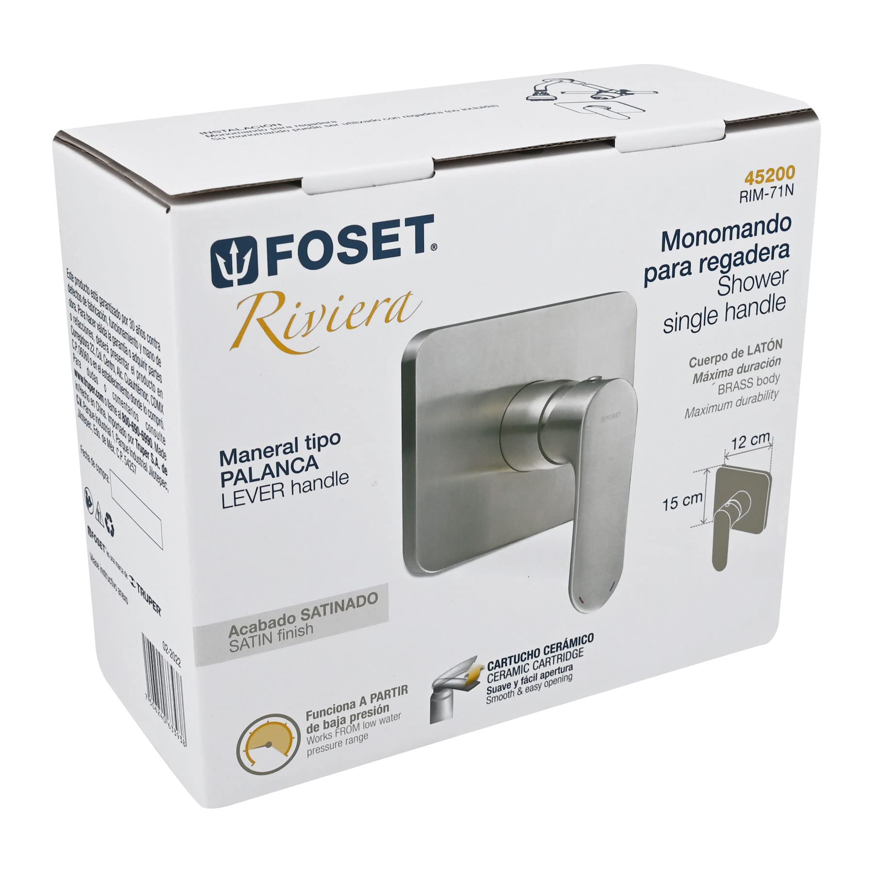 Single Lever Shower Faucet in Satin Finish - Riviera Collection | Modern Bathroom Upgrade for Spa-Like Experience