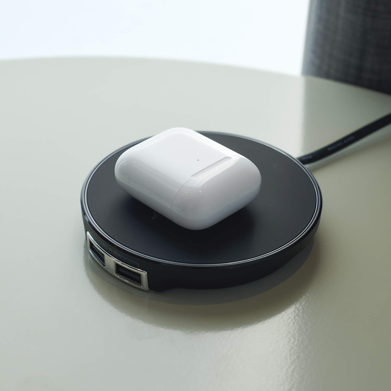 Brandstand CubiePoint 10W Fast Wireless Charger with Qi Certification & Dual USB Ports - Perfect for iPhone, Samsung, AirPods Charging at Home, Office or Car