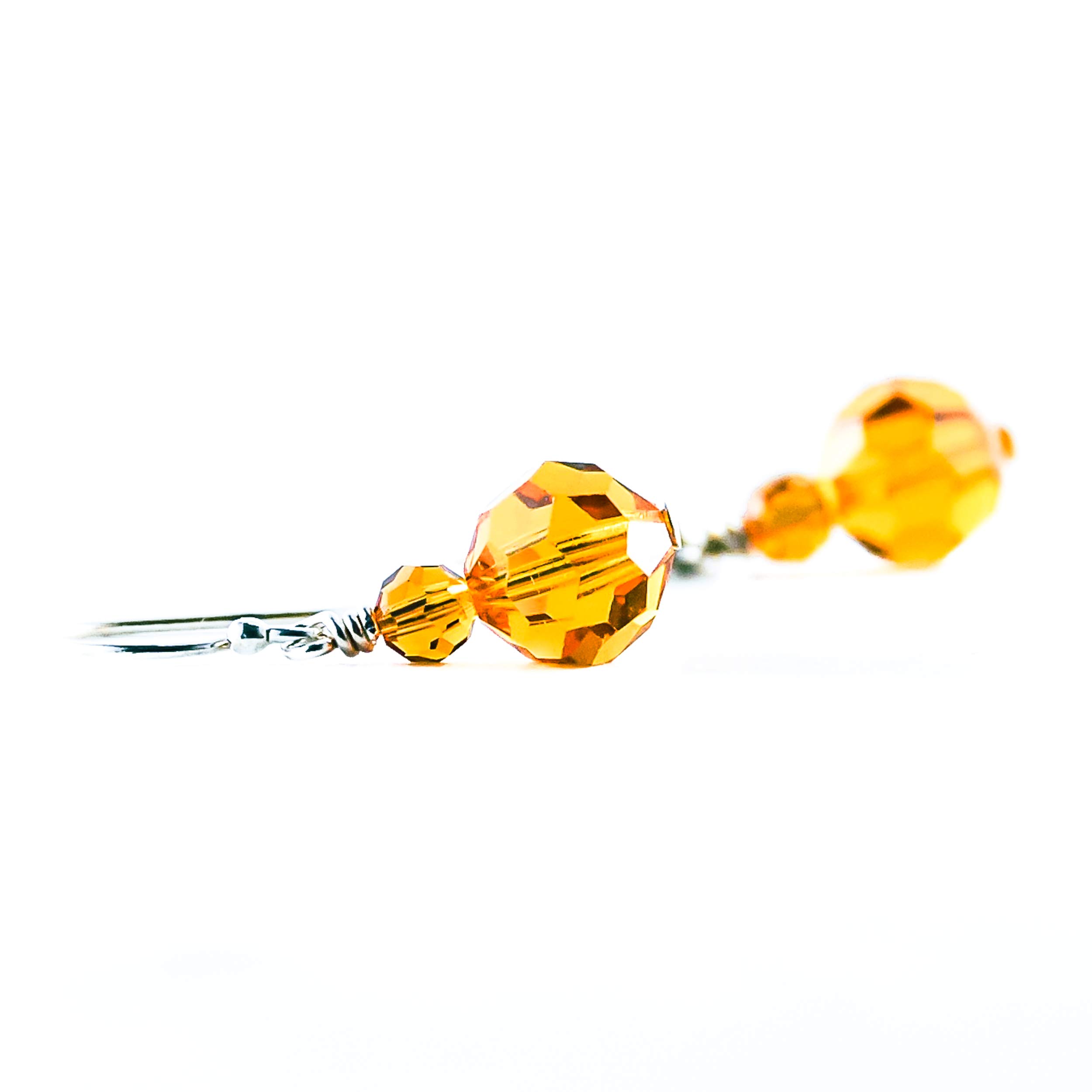 Golden Yellow Topaz Crystal Drop Earrings in Sterling Silver - Elegant Dangle Earrings for Women, Perfect for Parties, Weddings & Special Occasions