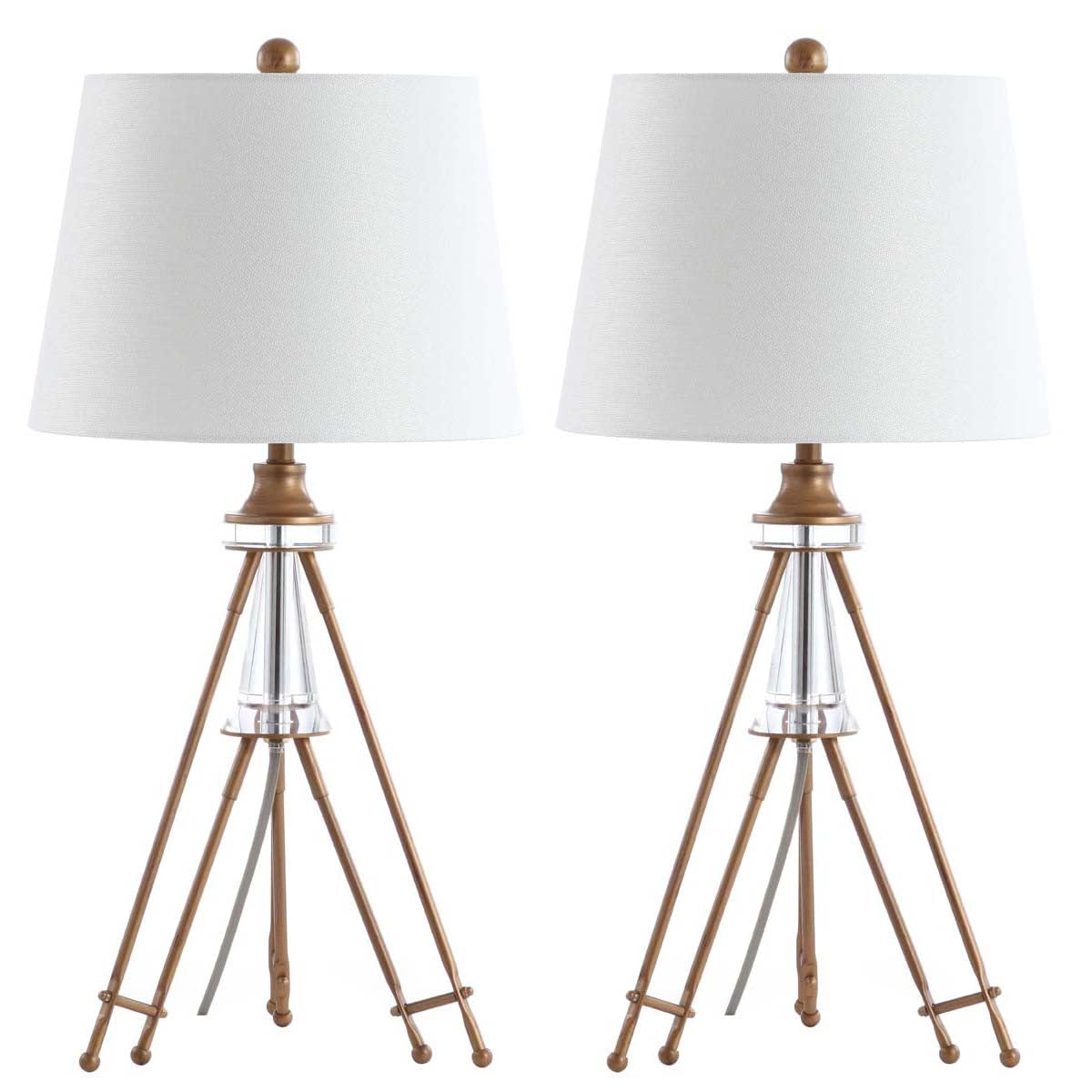 SAFAVIEH Graham Brass 30-inch Table Lamp Set of 2 with LED Bulbs - Modern Bedroom, Living Room & Home Office Lighting for Nightstands, Desks & Reading Nooks