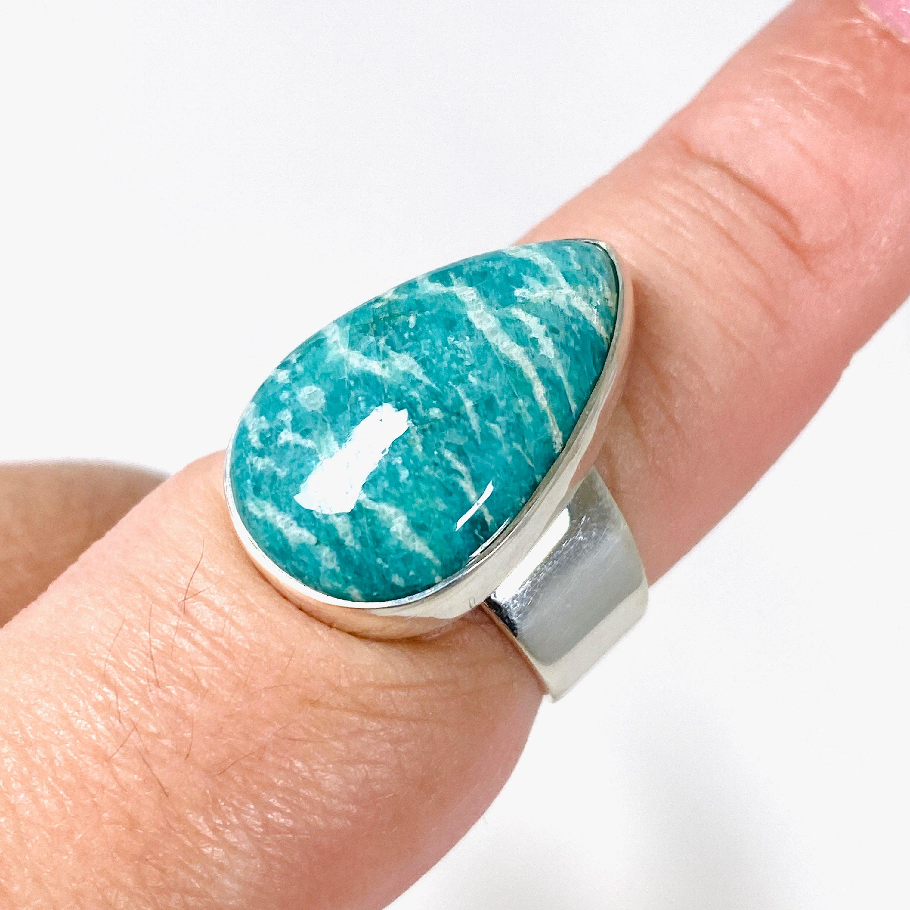 Amazonite Teardrop Ring - Sterling Silver 925, Handmade Gemstone Jewelry for Women - Perfect for Weddings, Parties & Everyday Elegance