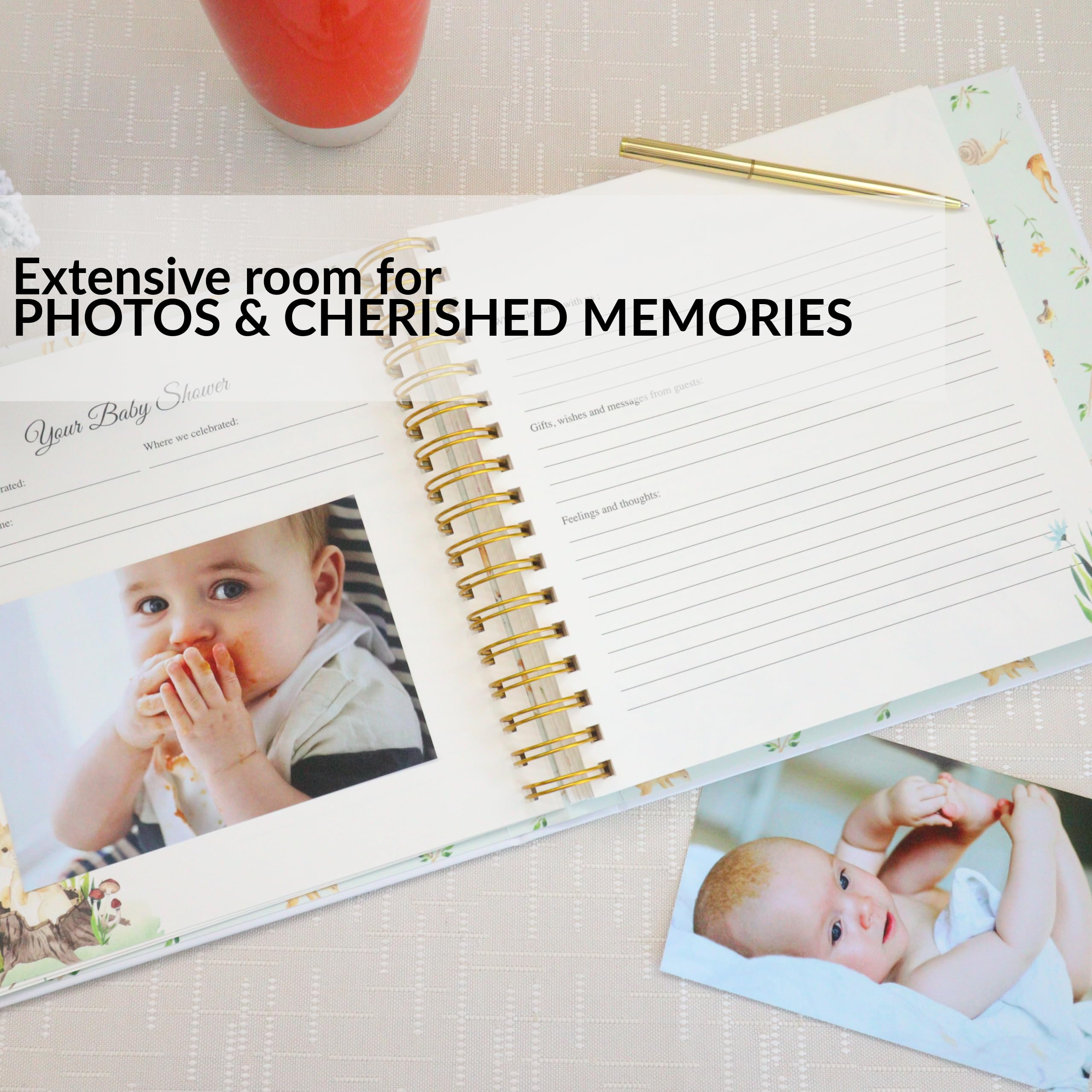 SNUGGLY CUB Baby Memory Book for Boys & Girls - First 5 Years Baby Scrapbook Album with Milestone Tracker - Gender Neutral Modern Baby Keepsake Journal - Perfect for Baby Showers, 1st Birthday Gifts & Family Memory Preservation