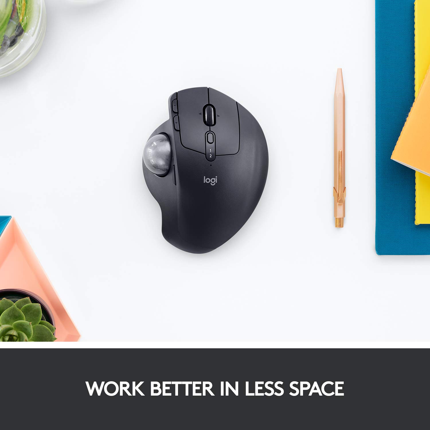 Logitech MX Ergo Wireless Trackball Mouse - Ergonomic Design, Bluetooth/USB Connectivity, Rechargeable for Windows & Mac - Perfect for Office Work, Graphic Design & CAD Professionals