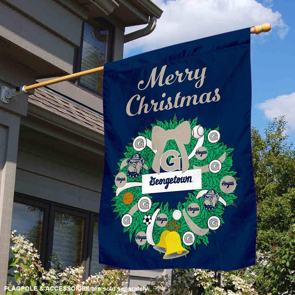 Georgetown Hoyas Happy Holidays Christmas Banner Flag - Perfect for Home Decor, Parties, and Gameday Celebrations