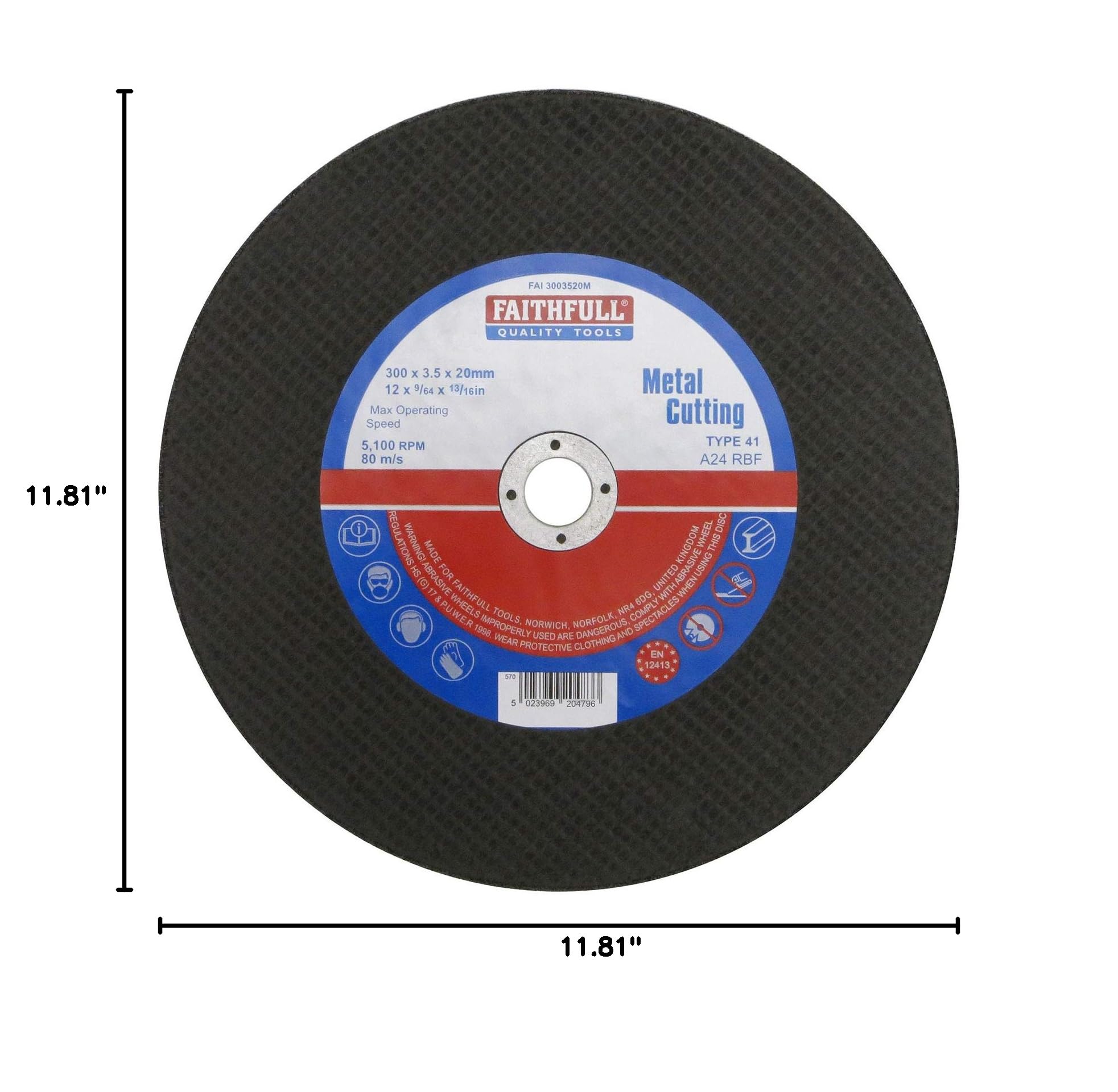 300mm x 3.5mm x 20mm Aluminum Oxide Metal Cutting Disc for Angle Grinder & Bench Grinder - Perfect for Cutting Steel, Iron, Metal Pipes & DIY Projects