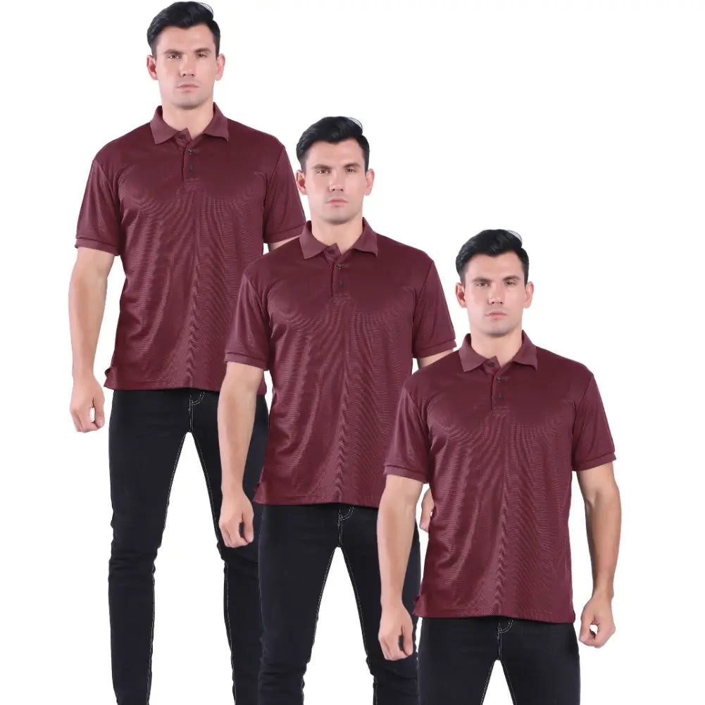 3 Pack Men's Waffit Series Polo Shirts - Breathable Cotton Casual Shirts for Work & Golf - Comfortable Short Sleeve Button Down Shirts for Business, Office & Outdoor Activities