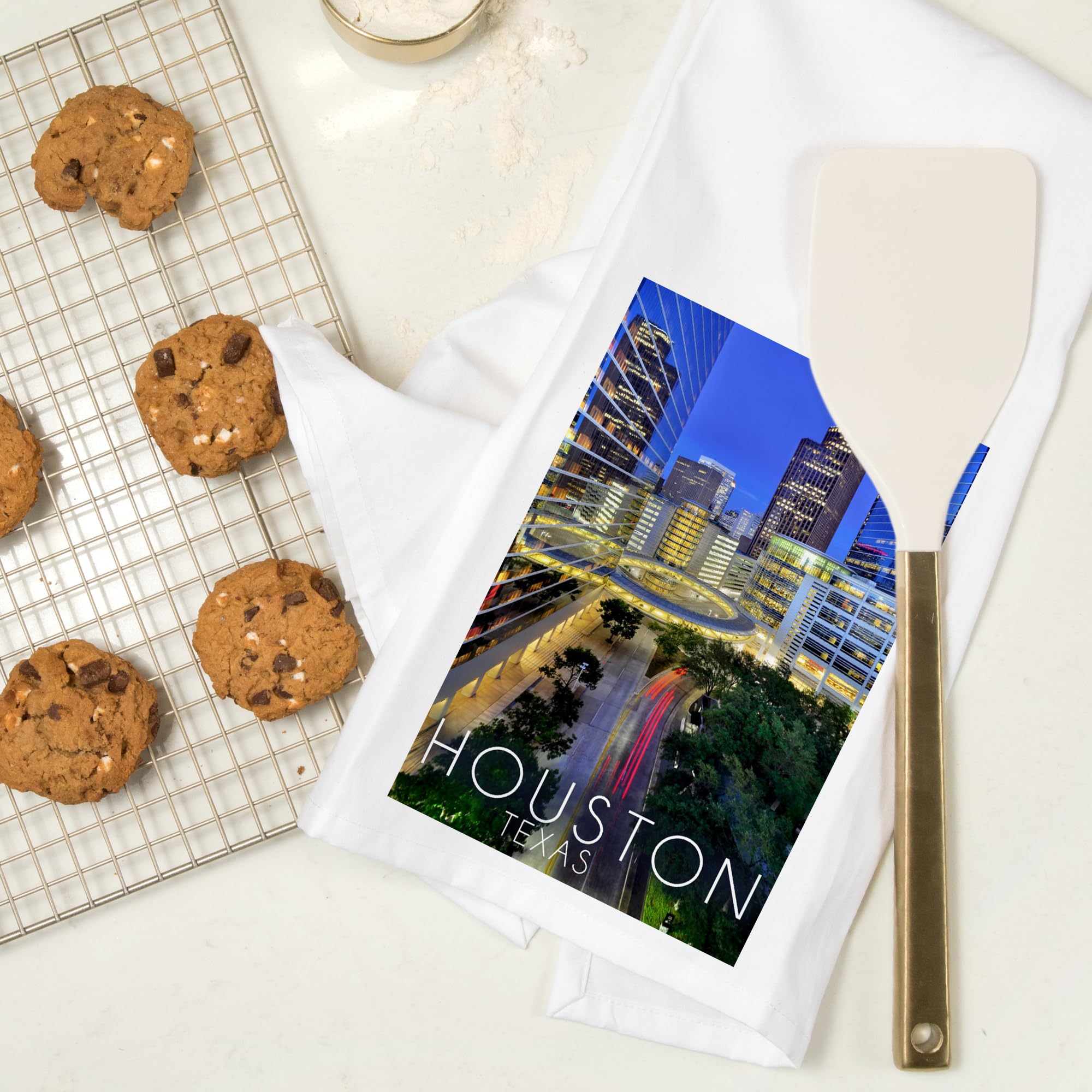 Lantern Press Houston Texas Downtown Skyline 100% Cotton Tea Towel - Decorative Hand Towel for Kitchen, Home Decor & Gifts | Perfect for Dish Drying, Wall Art & Housewarming Presents