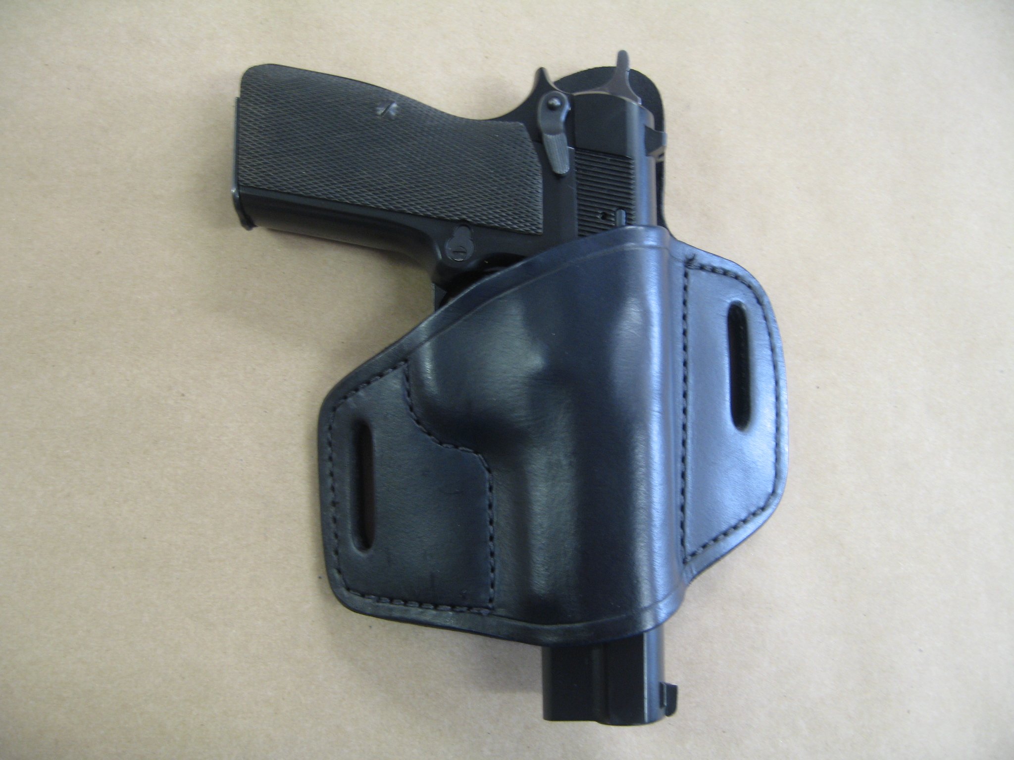 Browning High Power Leather 2 Slot Molded Pancake Belt Holster Black - Concealed Carry Holster for Comfort & Security - Perfect for Hunting, Hiking & Outdoor Activities