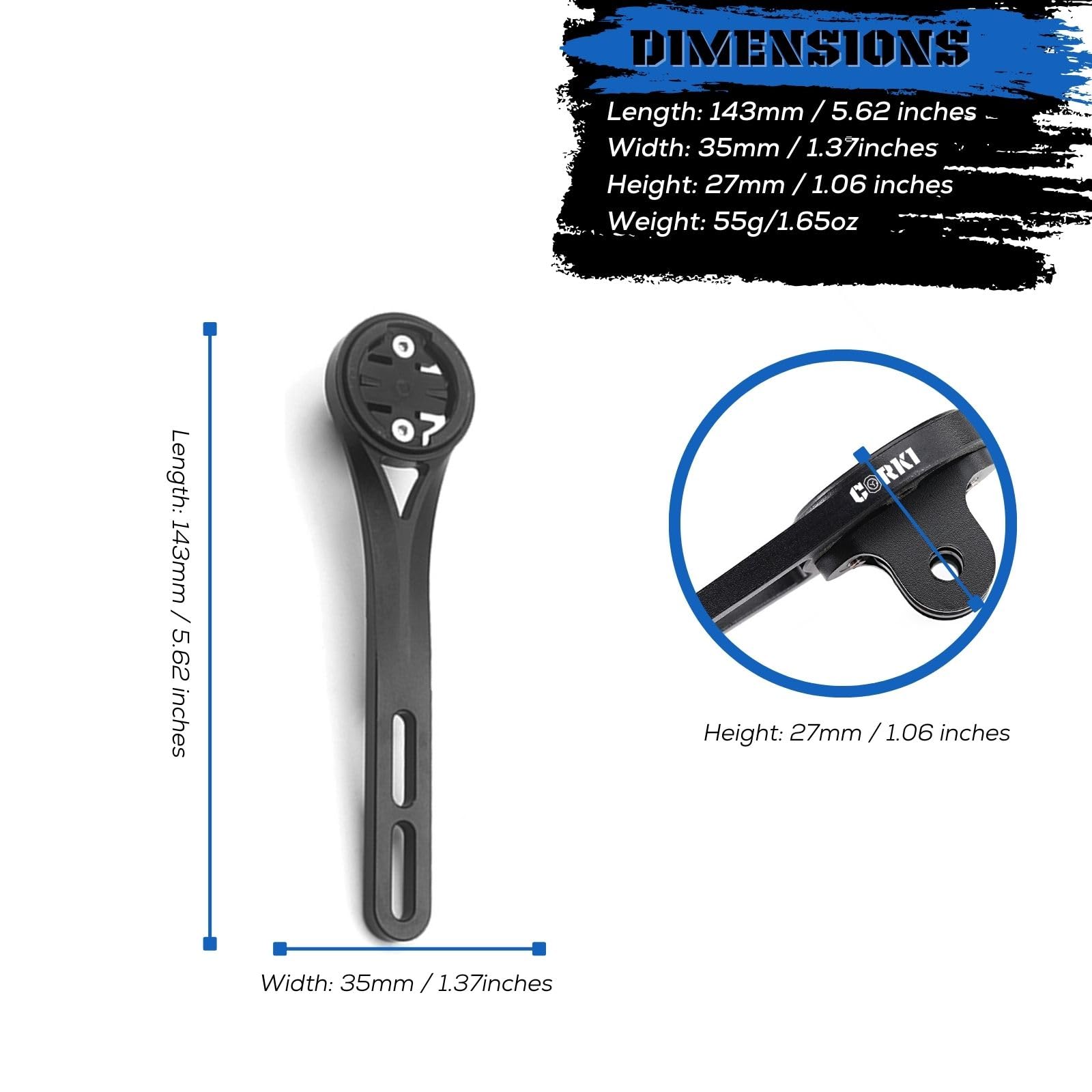 Corki Cycles Out Front Bike Computer Mount - Compatible with Garmin, Wahoo, Bryton & Cateye GPS - Secure Handlebar Attachment for Road & Mountain Biking