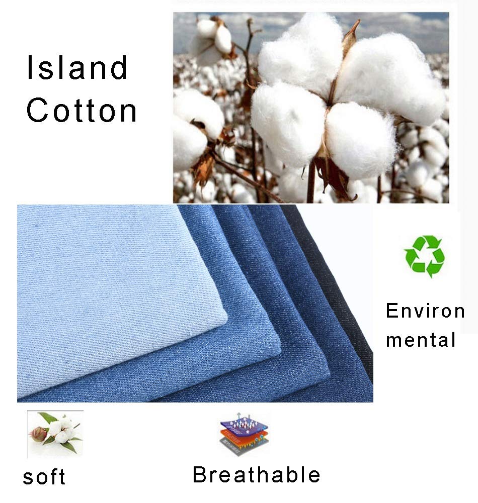 Premium 100% Cotton Denim Fabric - Soft, Breathable, Medium Blue 57