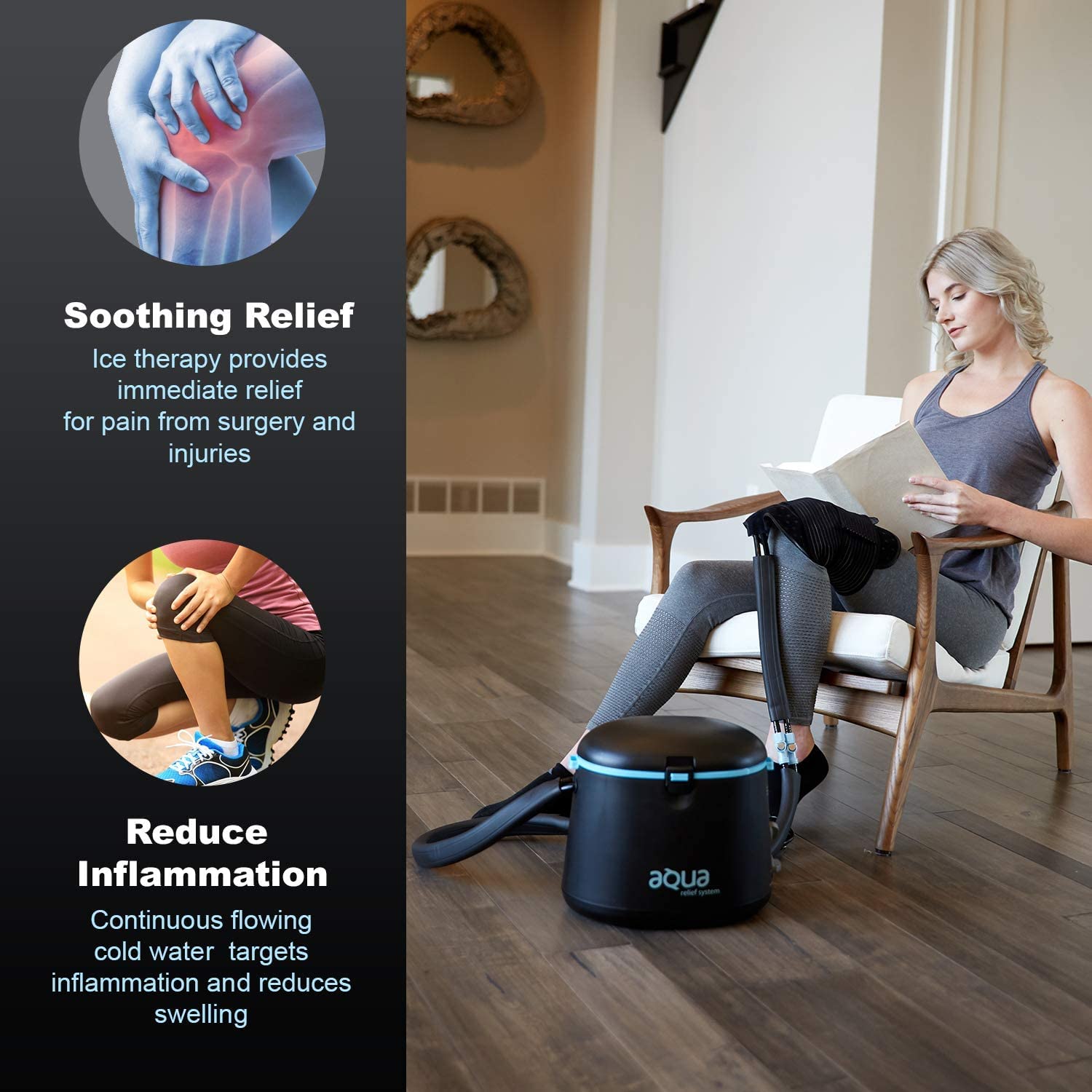 Aqua Relief ARS with Back Pad - Portable Cold & Hot Water Therapy System for Pain Relief, Muscle Recovery, and Circulation - Perfect for Athletes, Post-Surgery, and Chronic Pain Management