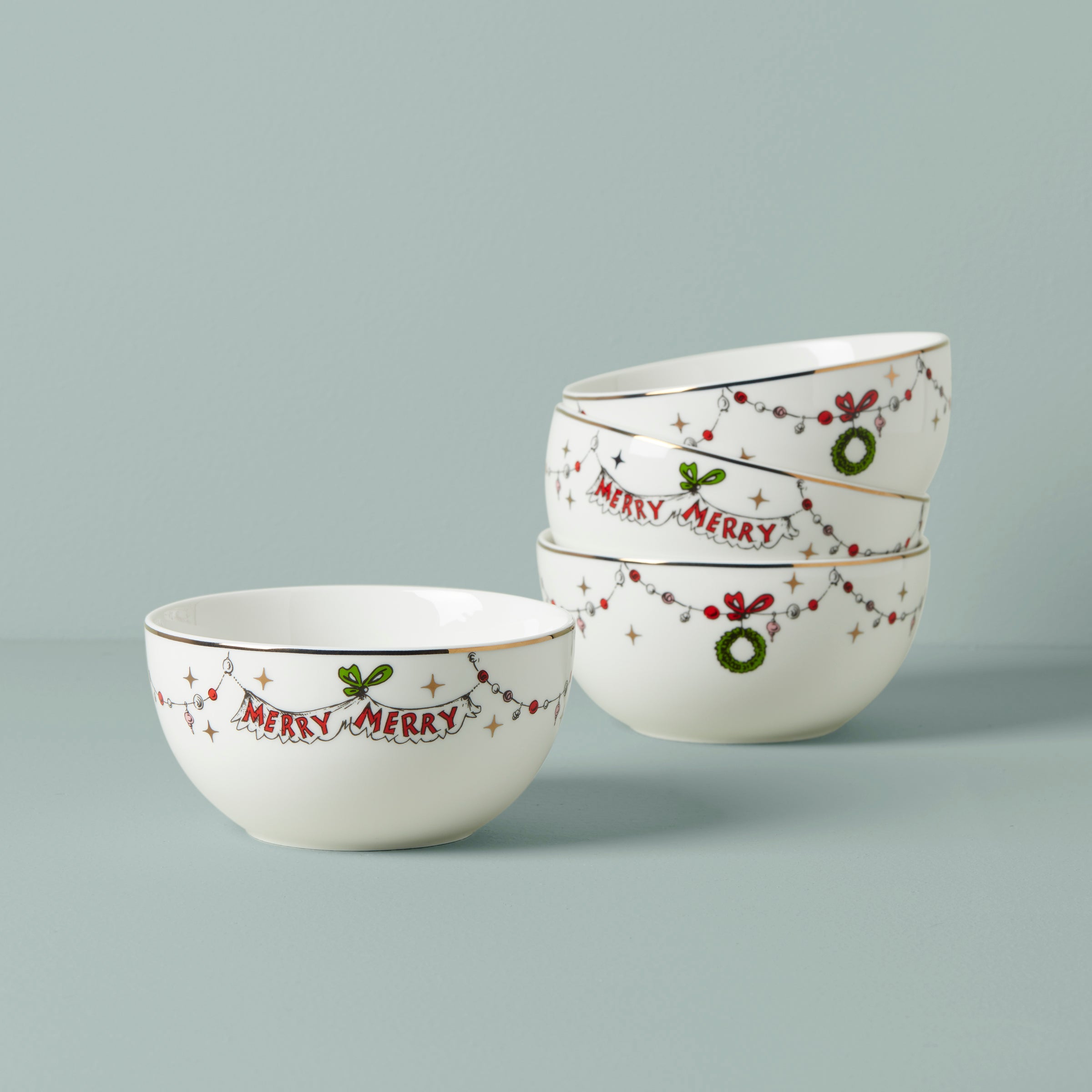 Merry Grinchmas 4-Piece All-Purpose Bowl Set - Perfect for Holiday Parties, Christmas Decor & Festive Dining