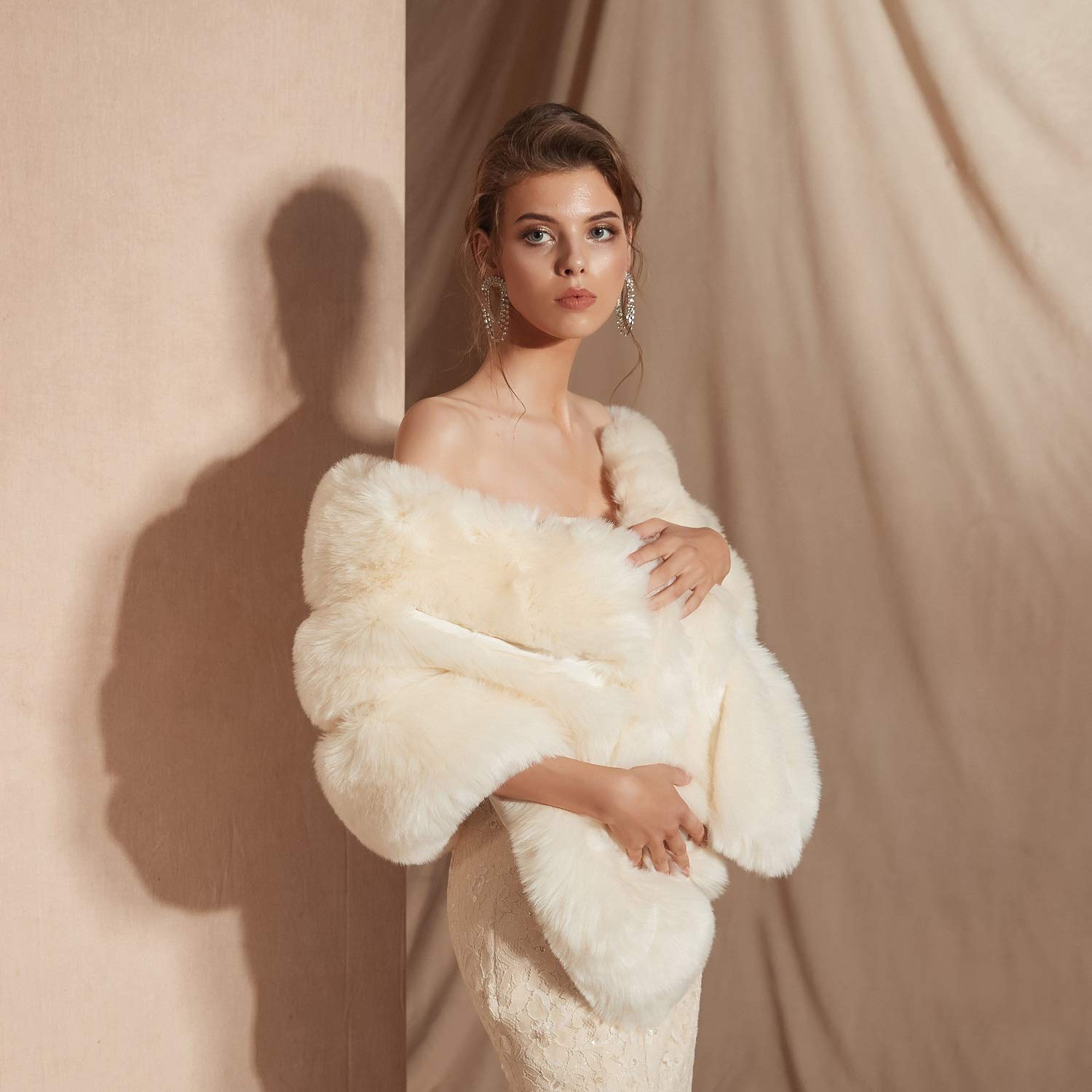 Elegant Women's Wedding Shrug Stole Wrap Cape Shawl - Lace Bridal Cover-Up for Ceremony, Reception & Formal Events