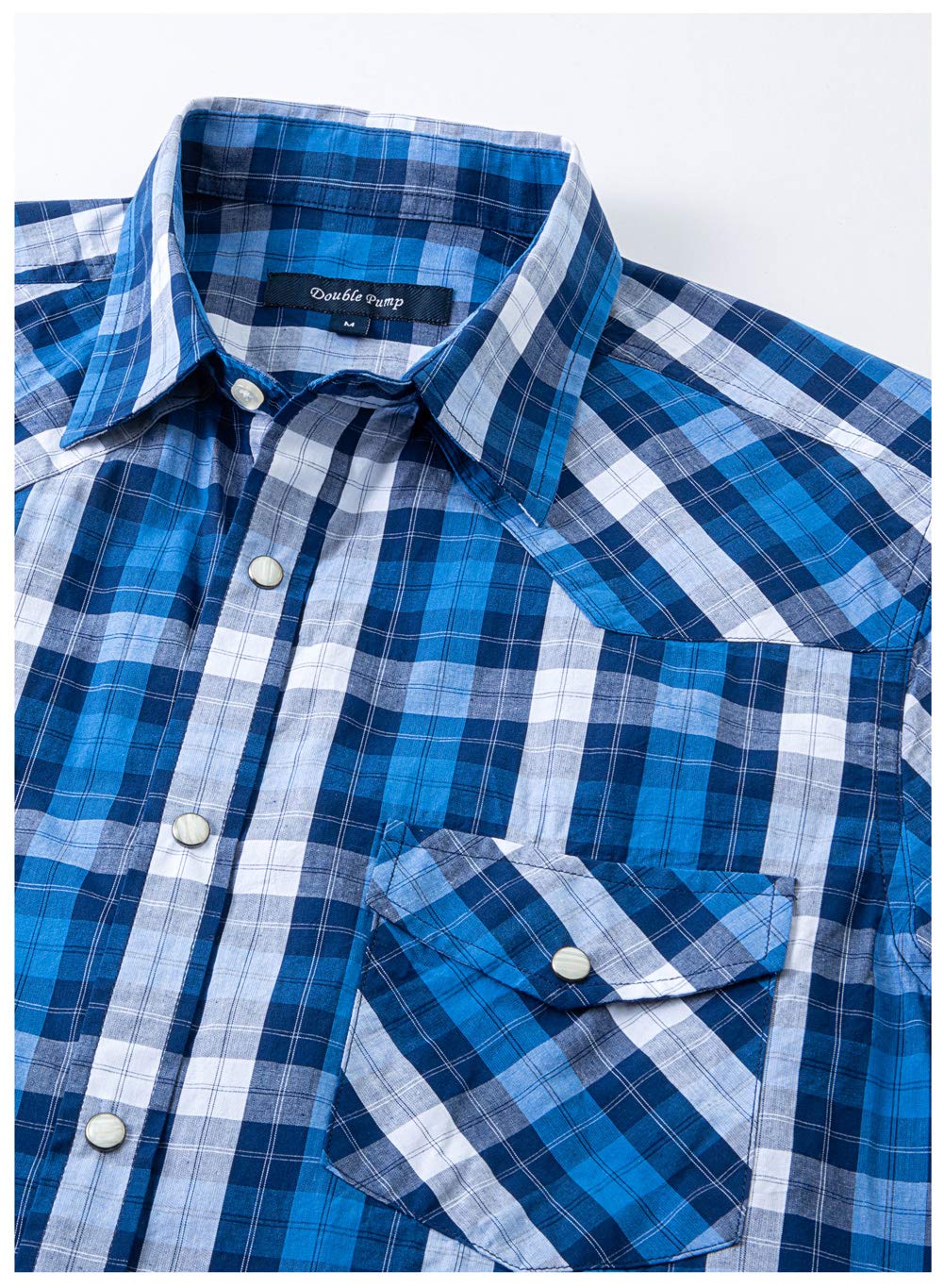 **Men's Short Sleeve Western Shirts with Pearl Snap Buttons - Casual Plaid Button-Up Shirt, Regular Fit for Cowboy, Rodeo & Outdoor Wear**