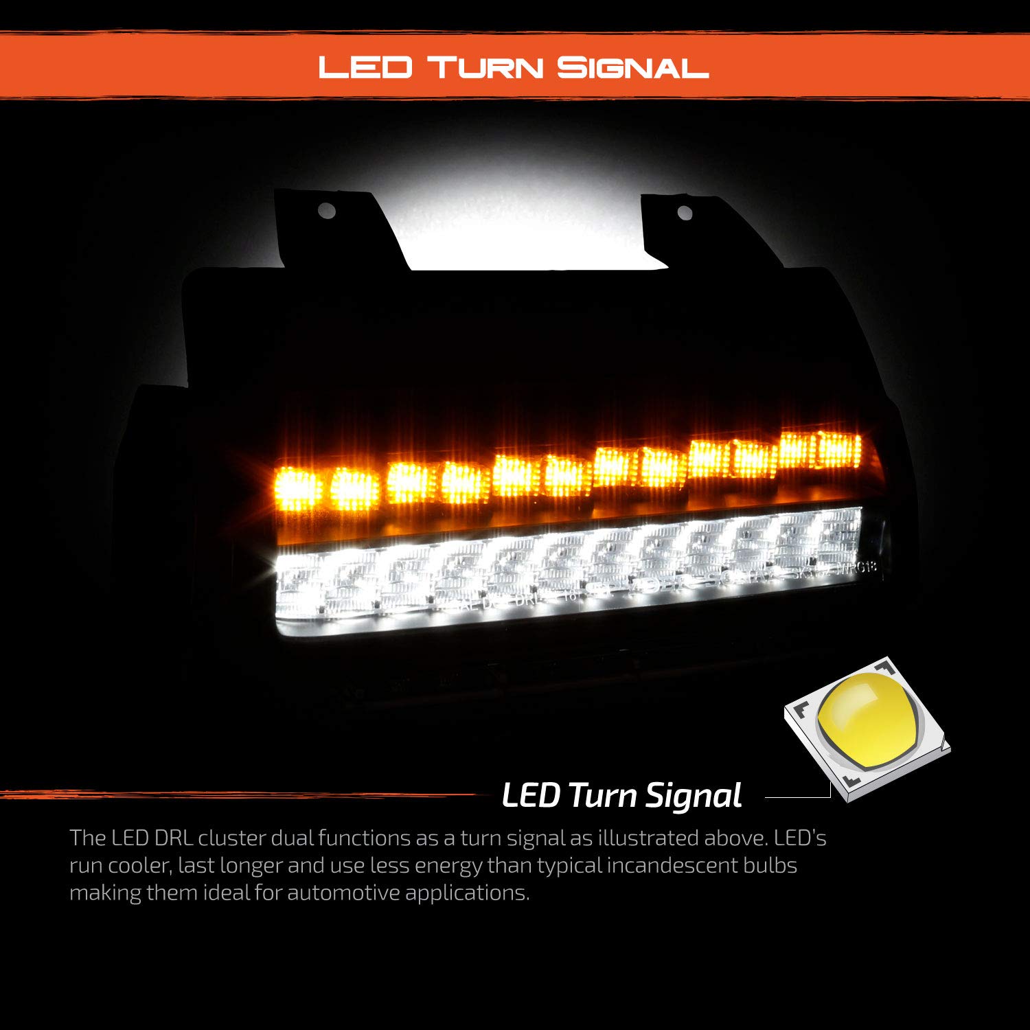 AKKON Full LED Sequential Turn Signal & Parking Lights for 2018-2023 Jeep Wrangler (JL) - Black Bumper Light Pair (Left+Right) | Halogen Replacement | Off-Road & Night Driving Enhancement