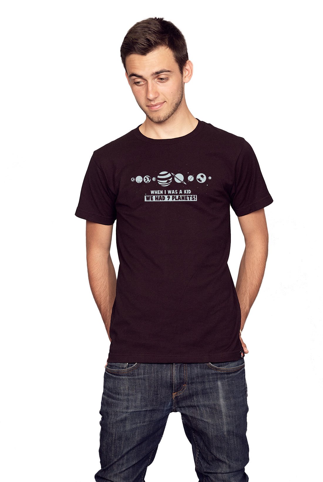 Vintage Space Design Men's T-Shirt - There Used to Be 9 Planets Graphic Tee - Cool Astronomy Shirt for Science Lovers - Perfect for Casual Wear, Space Theme Parties & STEM Events