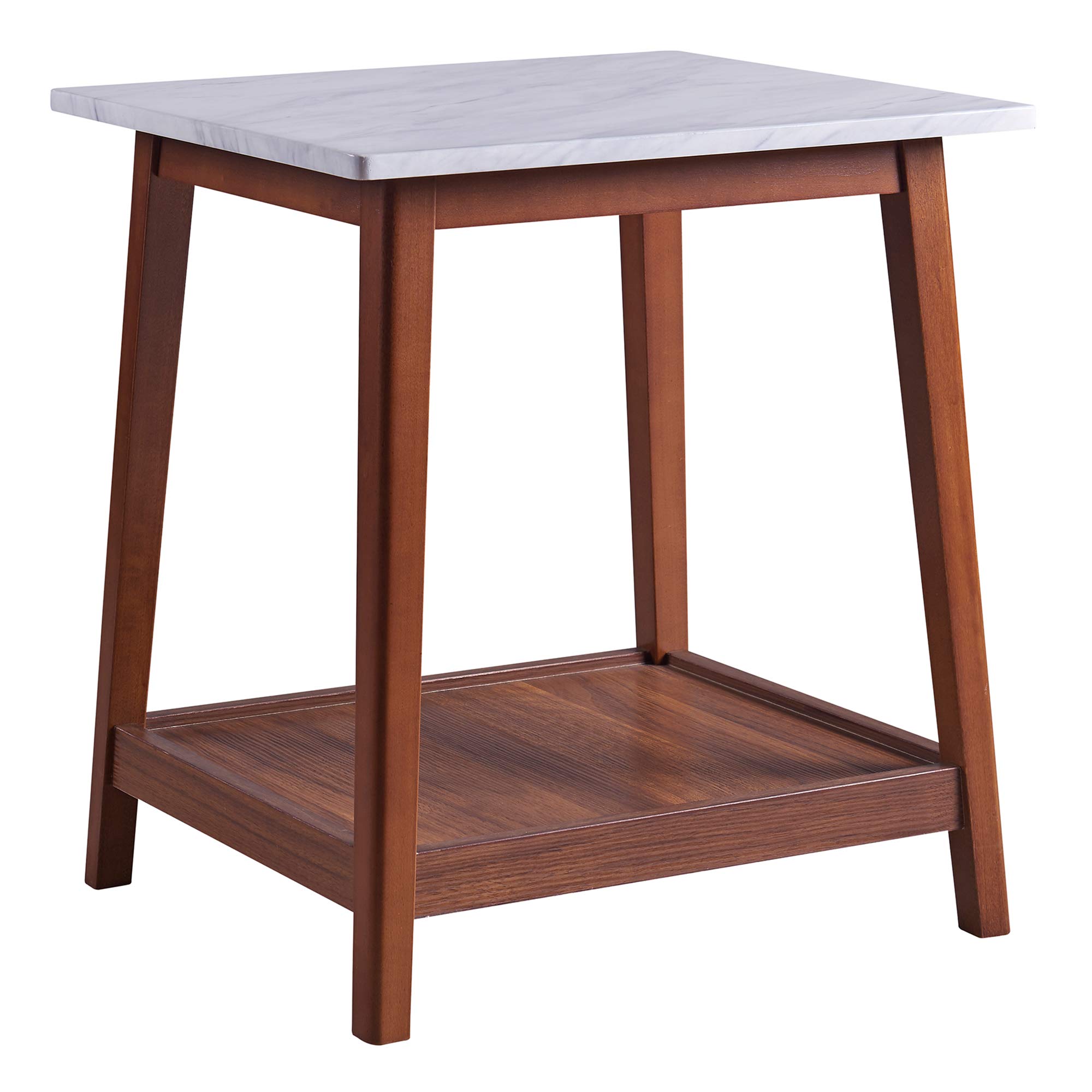 Versanora Kingston Walnut Wood Side Tables - Set of 2 Nightstands for Bedroom, Living Room & Office - Modern End Tables with Storage Shelf