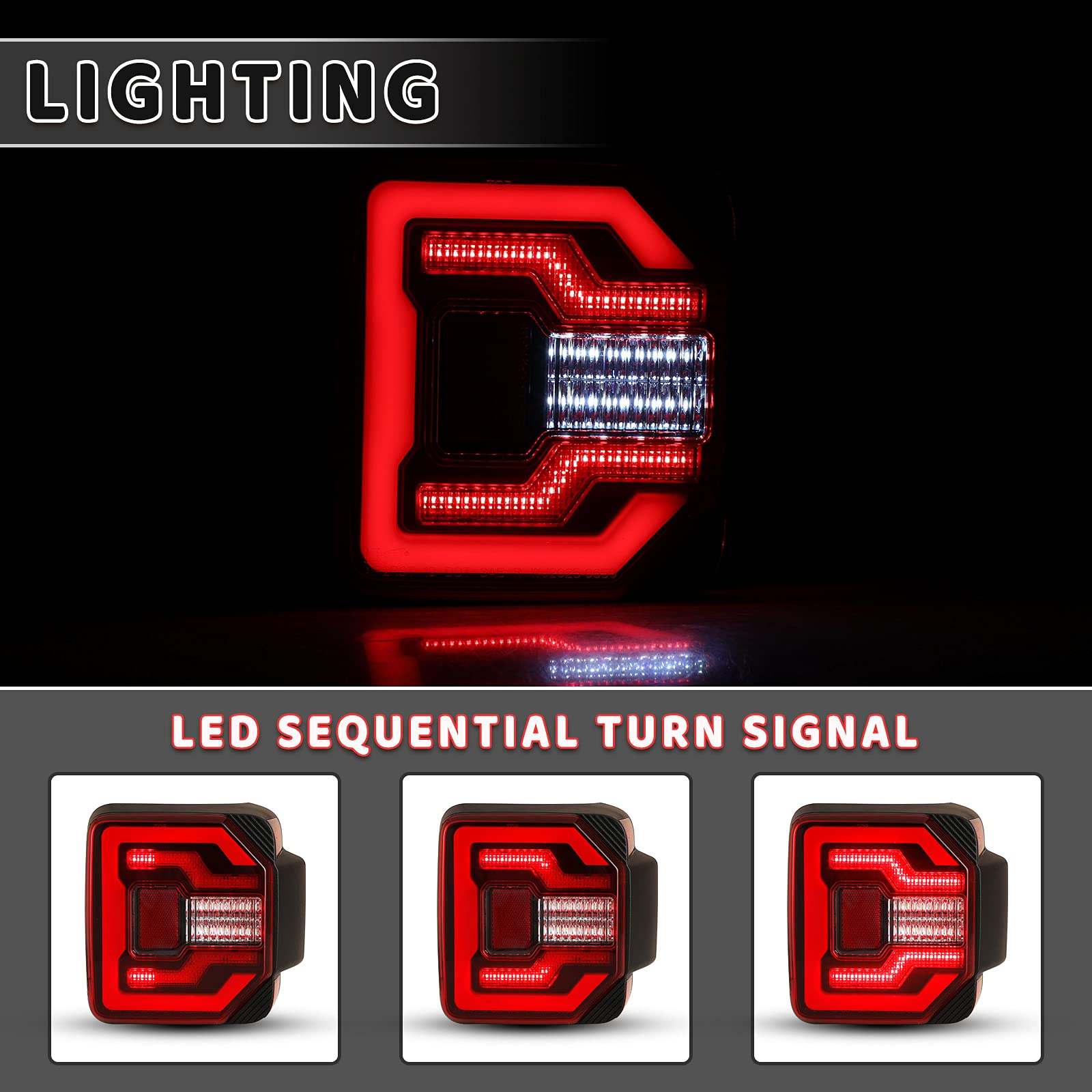 AUTOWIKI LED Tail Lights for 2018-2025 Jeep Wrangler JL & 2021-2025 Jeep Wrangler 4XE Plug-in - Black Housing Red Lens - Direct Replacement Rear Lamps Assembly (1 Pair) - Perfect for Off-Roading & Night Driving