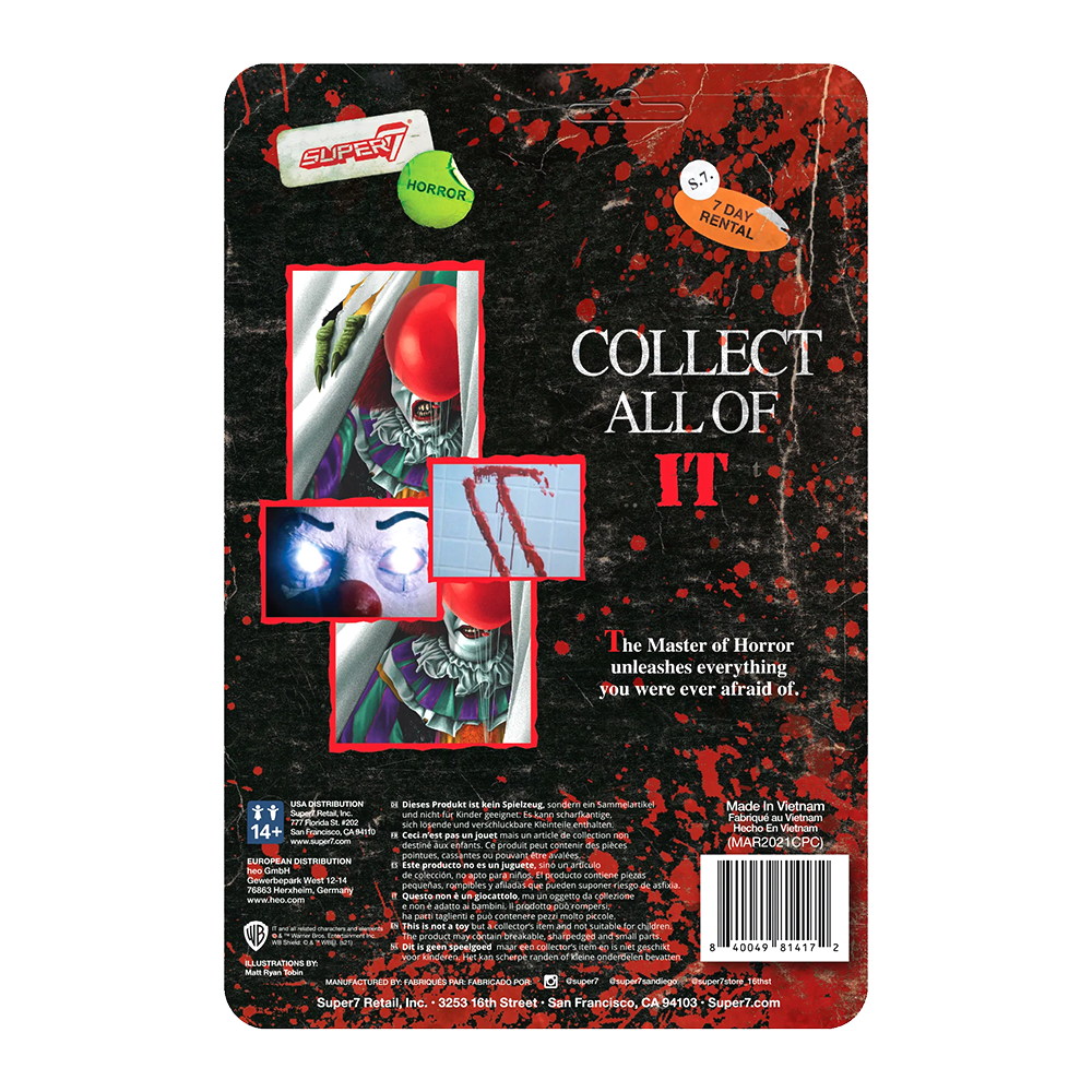 Super7 IT Pennywise Monster Reaction Figure - Collectible Horror Movie Toy for Fans & Scary Decor