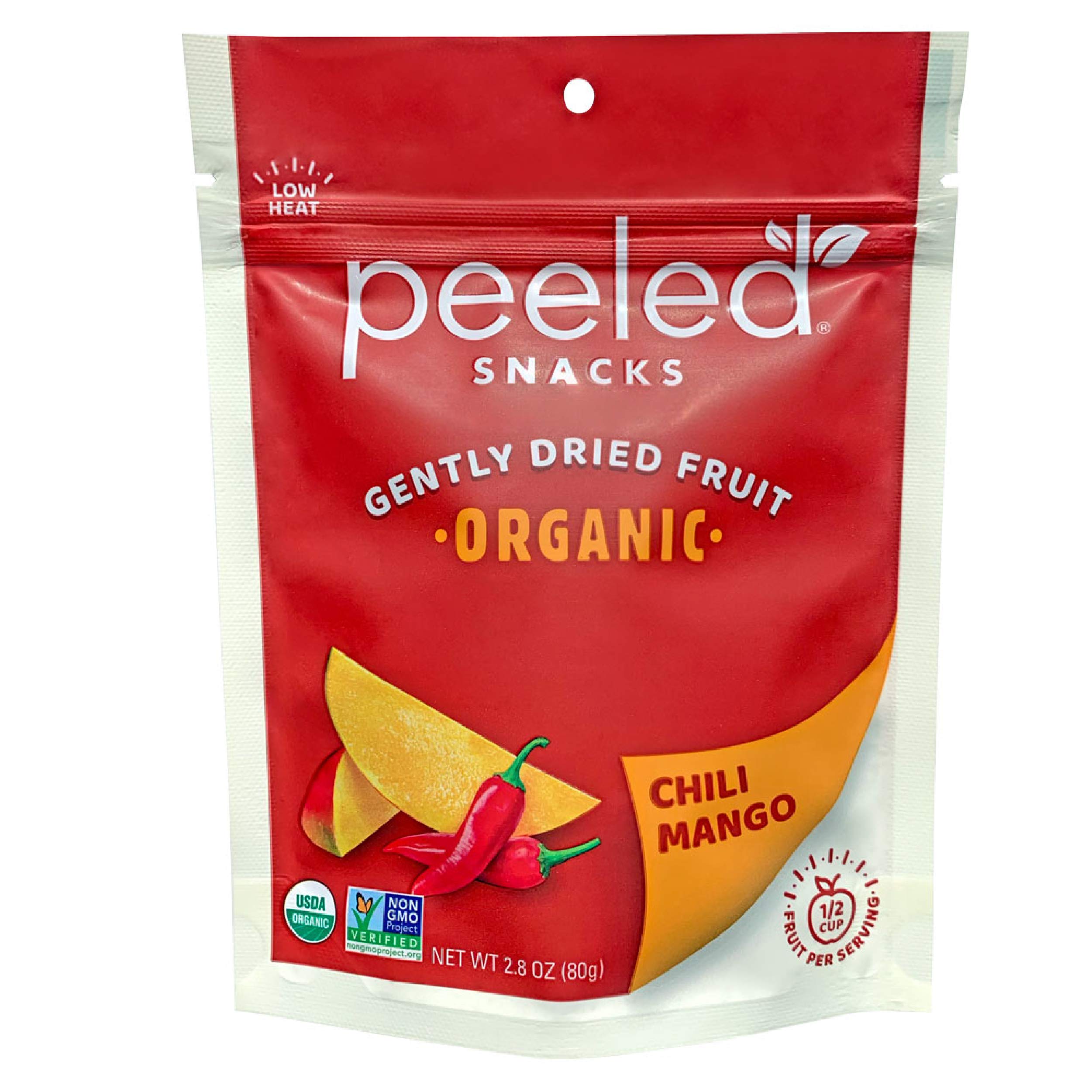 Organic Dried Chili Mango Snacks - Healthy Vegan Fruit Snack, 2.8 oz (Pack of 12) - Perfect for On-the-Go, Lunch Boxes, Office Snacks & Travel