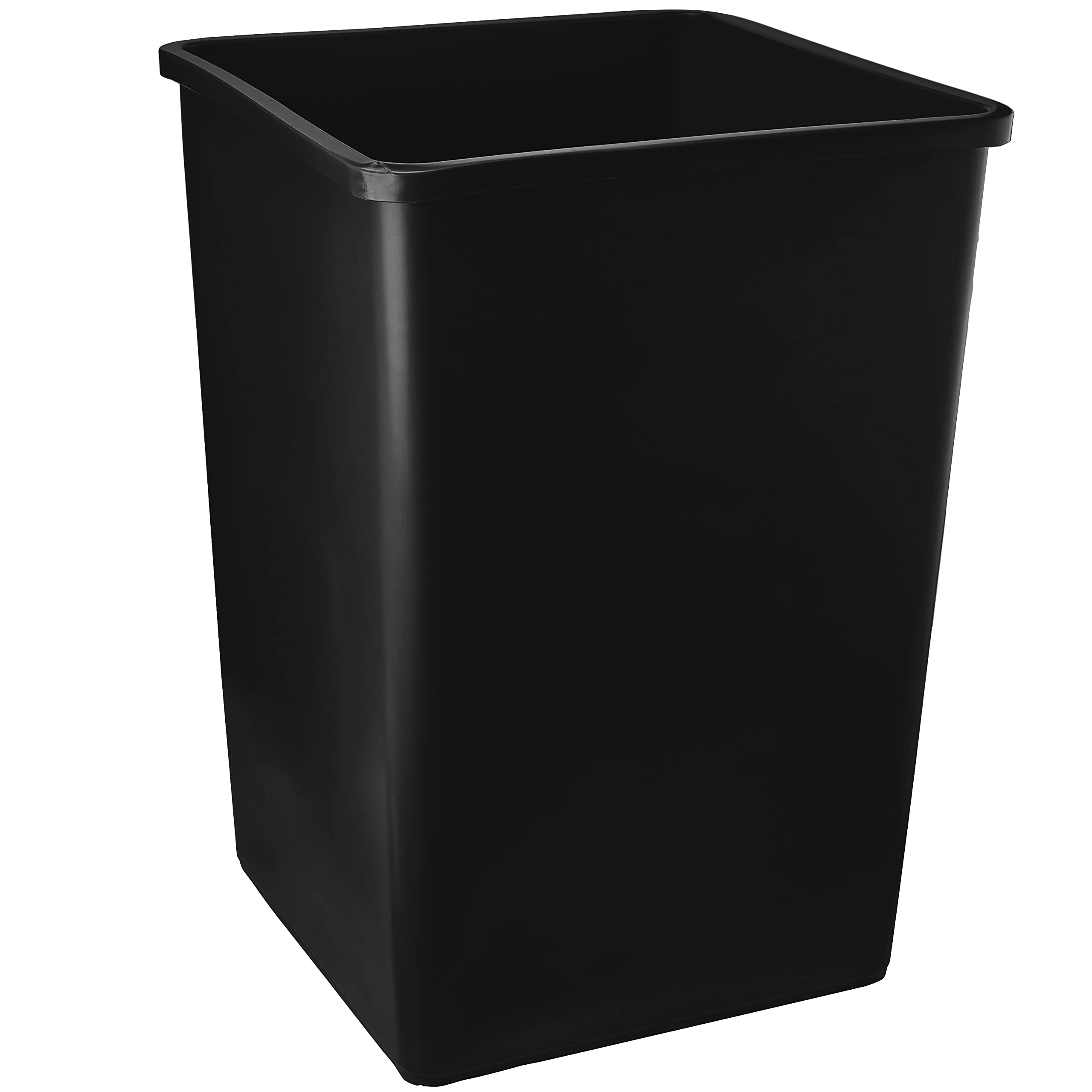 PRO&Family 140 Qt. (35 Gallon / 132 Liter) Heavy-Duty Black Square Trash Can - Kitchen Garbage Bin, Waste Basket, Recycling Container for Home, Office & Outdoor Use