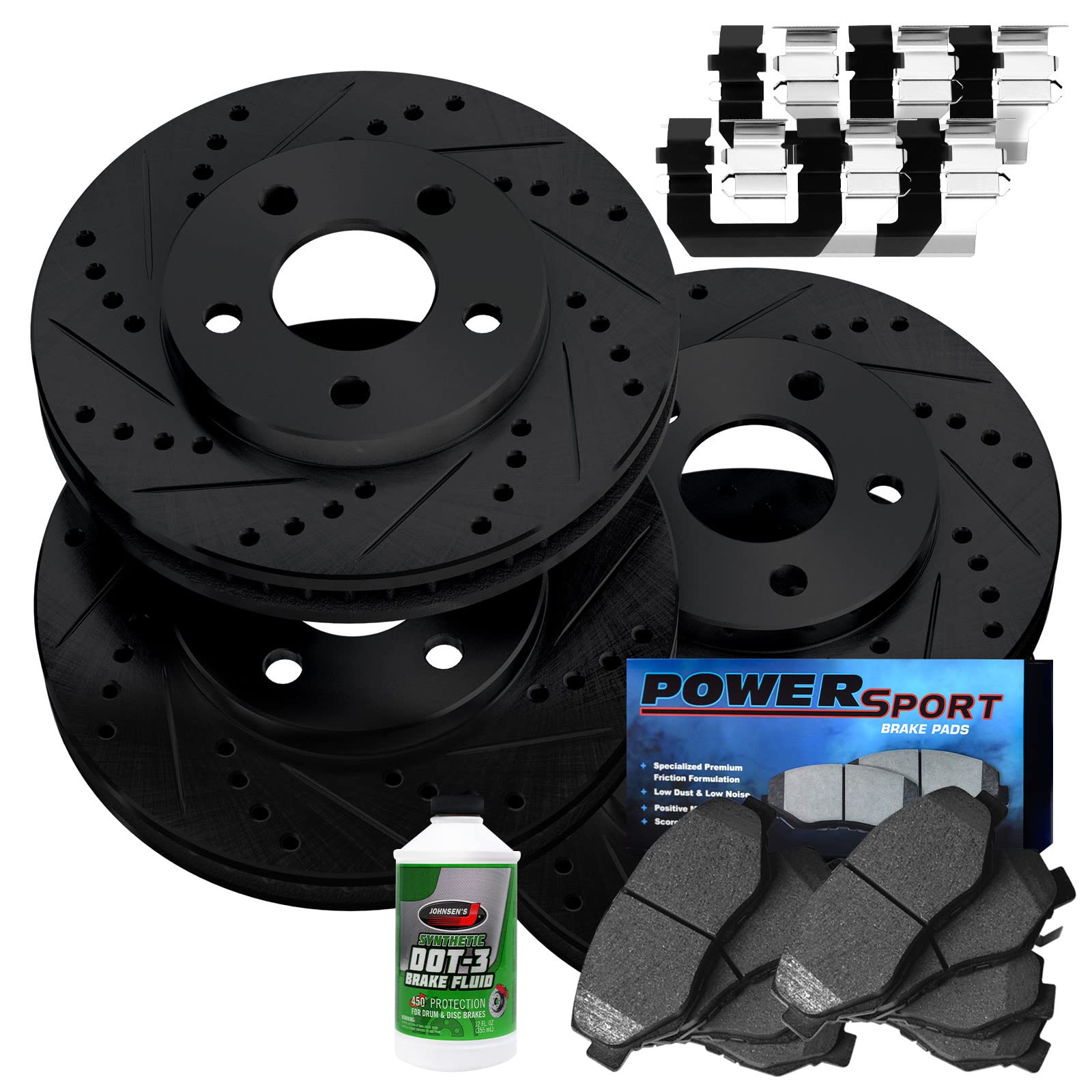 Premium Power Sport Front & Rear Brake Pads and Rotors Kit - Heavy Duty Braking System with Hardware (BBCC.48000.44) - Perfect for ATV, UTV, Motorcycle & Off-Road Vehicle Maintenance
