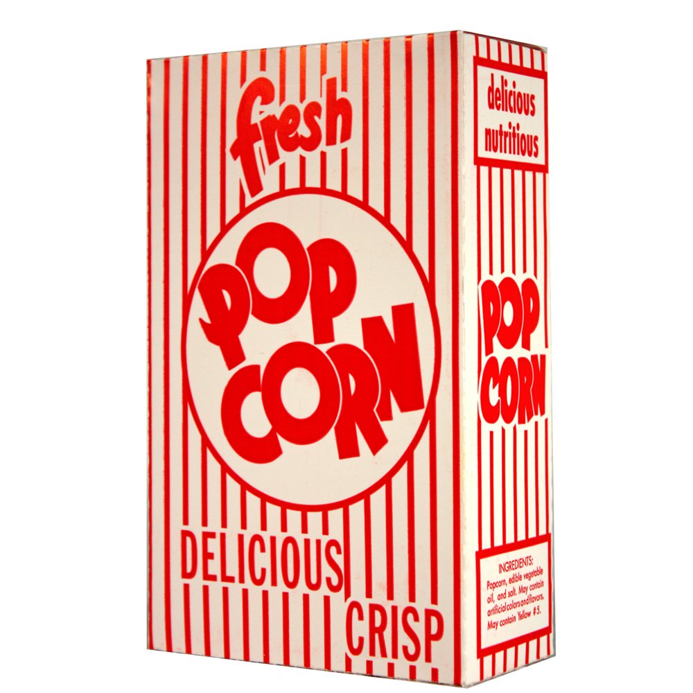 Classic Popcorn Box - Large Red & White Striped Movie Theater Style Popcorn Containers - Perfect for Movie Nights, Parties, and Carnival Events
