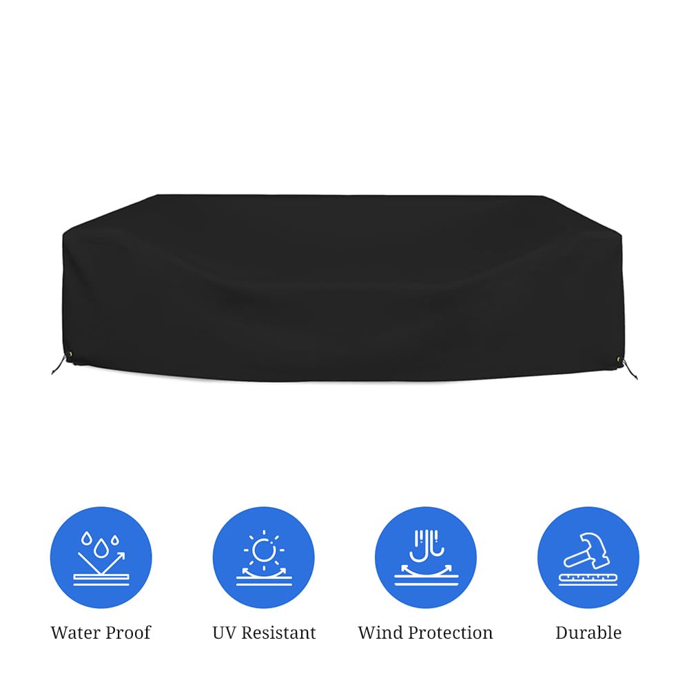 Heavy Duty 18 Oz Waterproof Sectional Sofa Cover - UV & Weather Resistant Outdoor Patio Couch Protector with Air Pockets & Drawstrings (48
