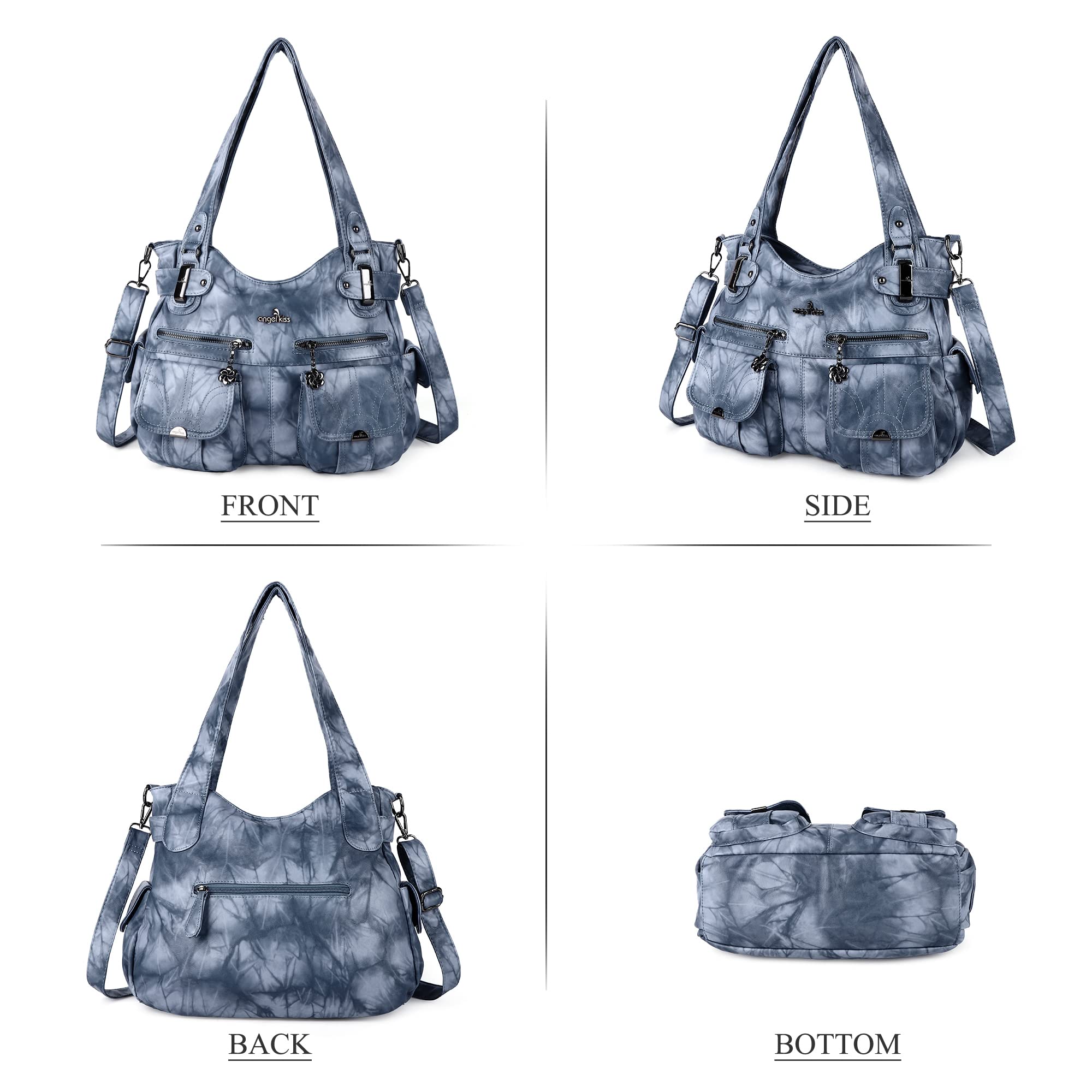 Women's Fashion Washed Leather Tote Shoulder Bag - Stylish Top Handle Satchel Hobo Purse for Work, Travel & Everyday Use