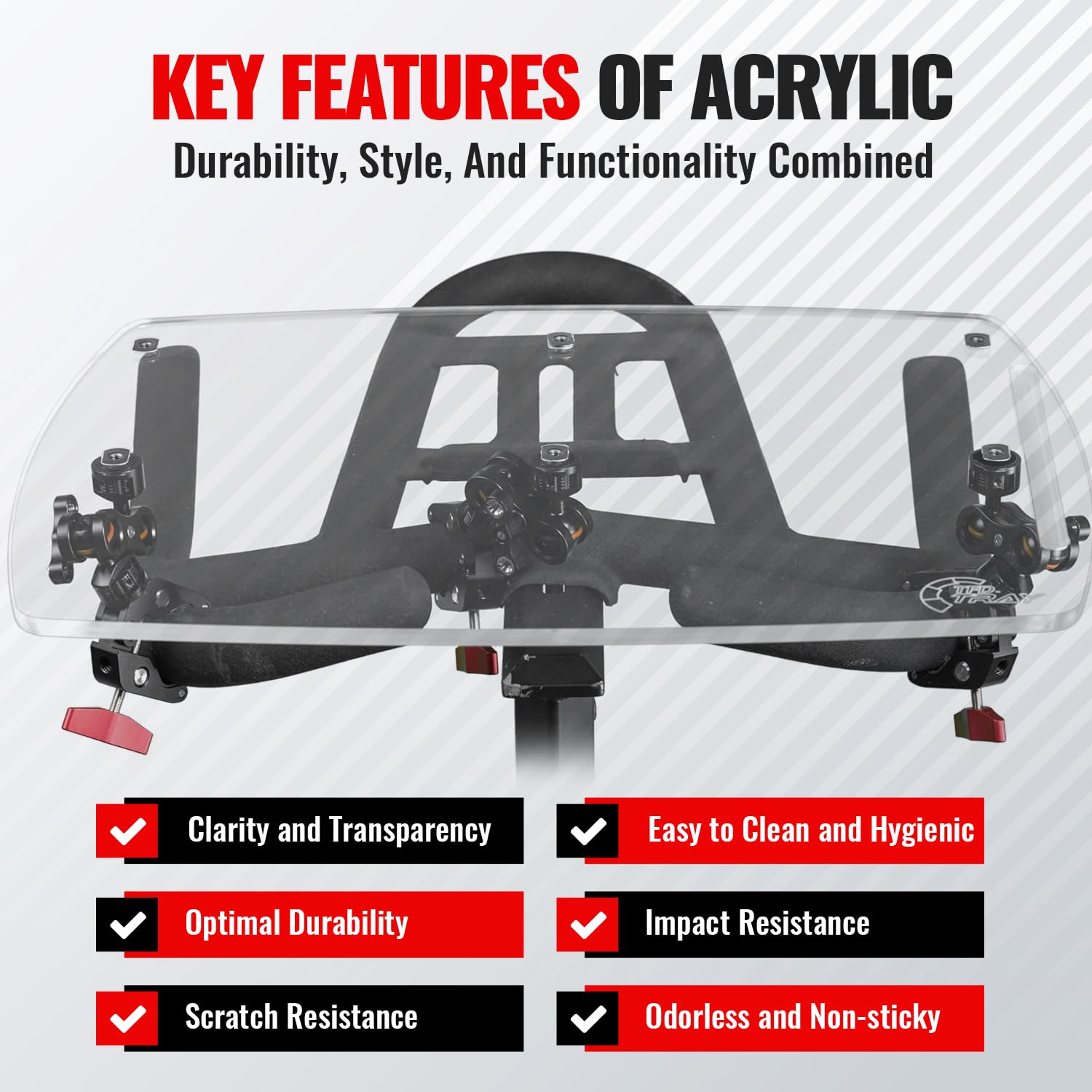 TFD Adjustable Acrylic Bike Tray - Universal Laptop Stand for Exercise Bikes | Portable Workstation for Laptop, Books & Tablets | Perfect for Home Gym, Office & Indoor Cycling Workouts
