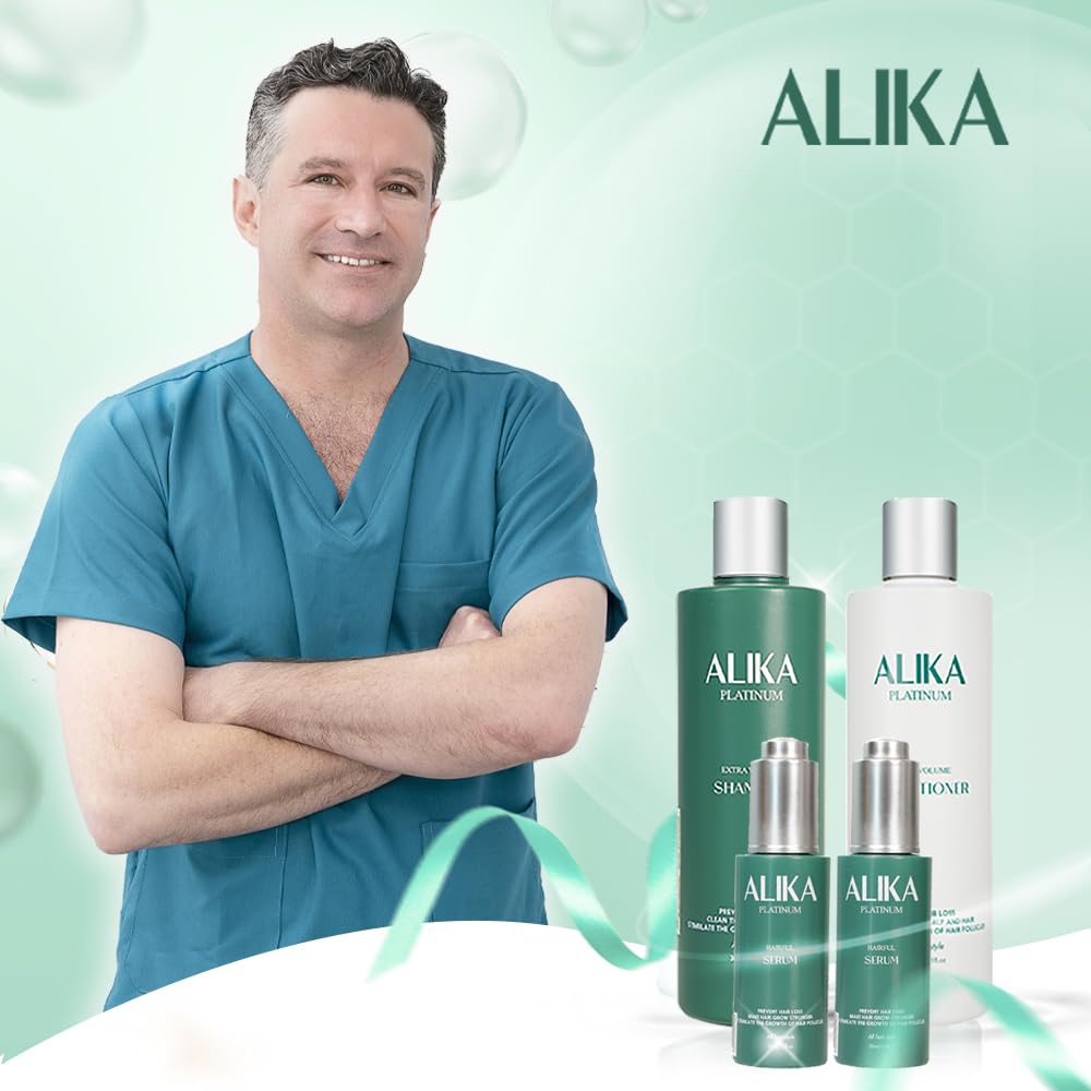 ALIKA Hair Growth Shampoo, Conditioner & 2 Serum Set for Women & Men - Anti Hair Loss Treatment for Dry, Oily & Normal Scalp - Promotes Thicker, Longer & Gorgeous Hair - Perfect for Daily Hair Care & Scalp Nourishment