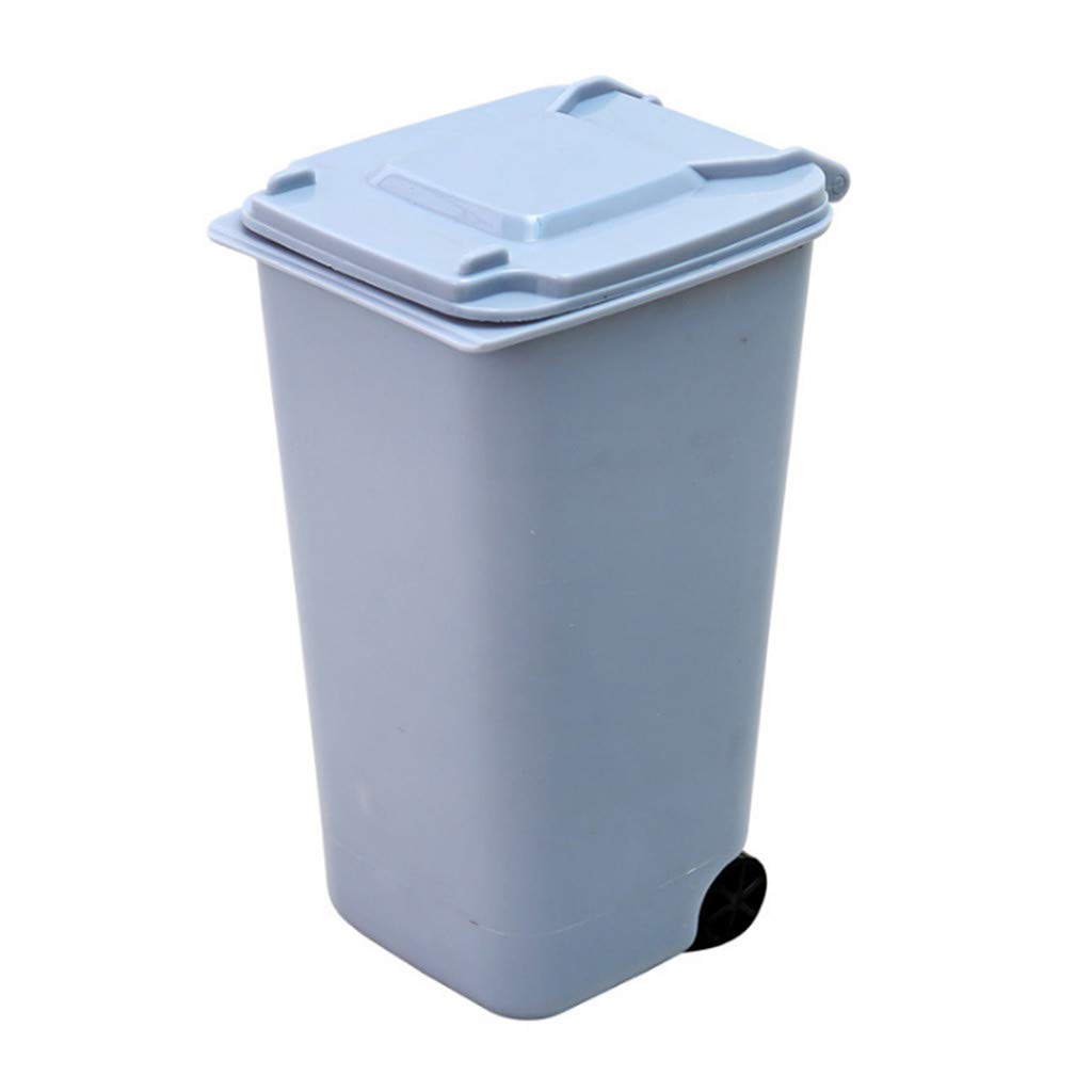 Mini Desk Trash Bin - Small Plastic Wastebasket for Office, Home & Dorm - Desktop Organizer with Pen/Pencil Holder (Blue) - Perfect for Workspace, Study Table & Bedroom Organization