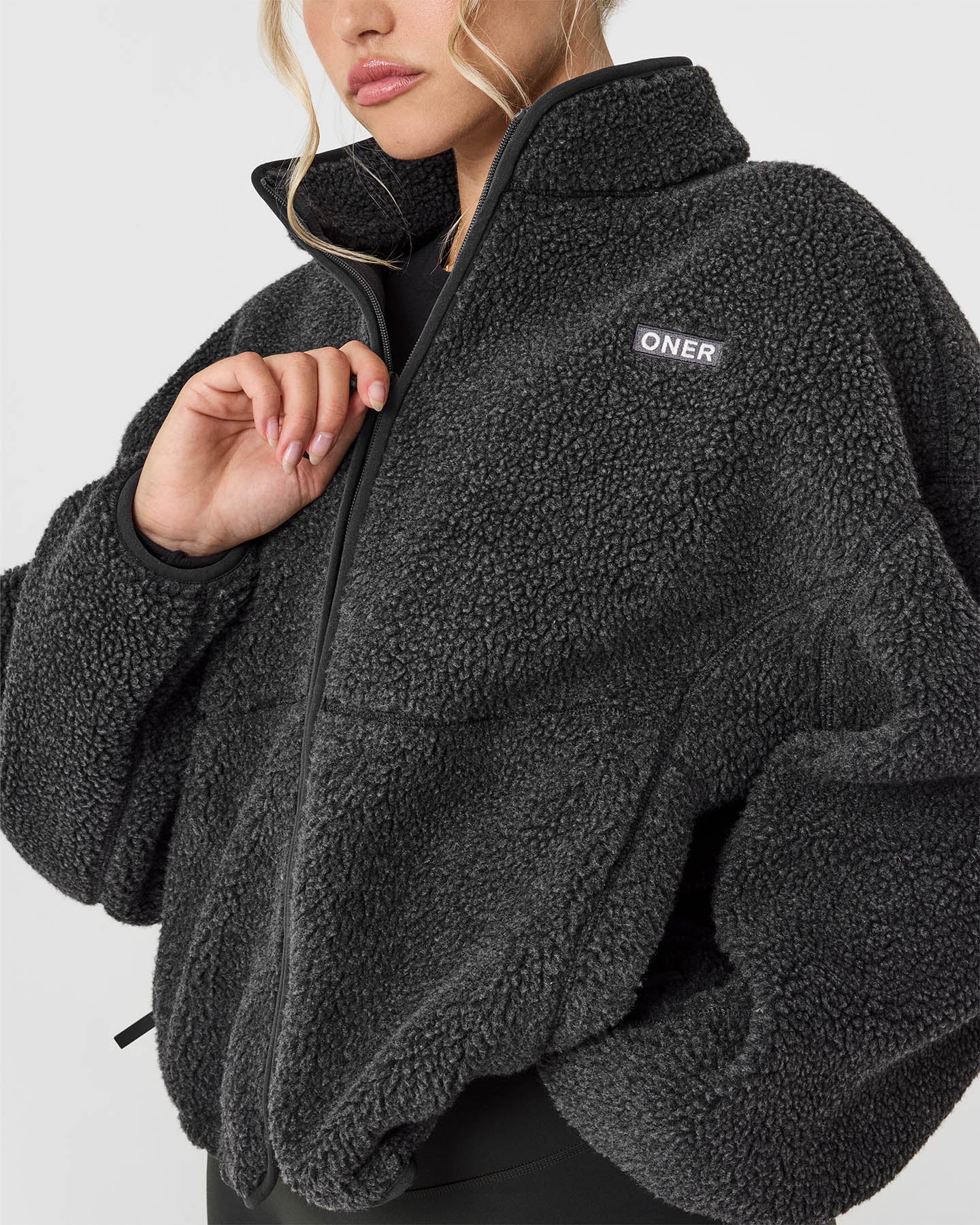 Washed Grey Zip Through Fleece Jacket for Men & Women - Lightweight Warm Winter Coat for Outdoor Hiking, Camping, and Casual Wear
